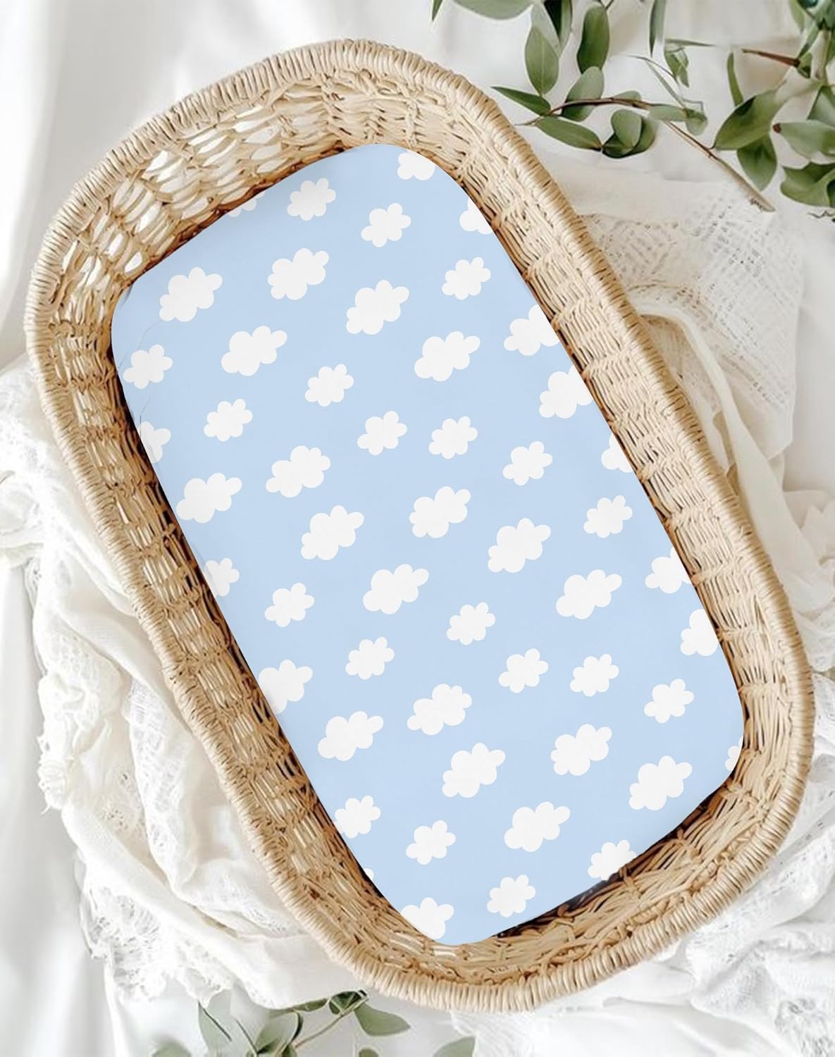 Bassinet Sheets for Baby Girls Boys 2 Pack, Fitted Baby Mattress Sheet for Rectangle, Oval, Hourglass Bassinet Mattress, Breathable Cozy & Universal Fit (Sunny Morning)