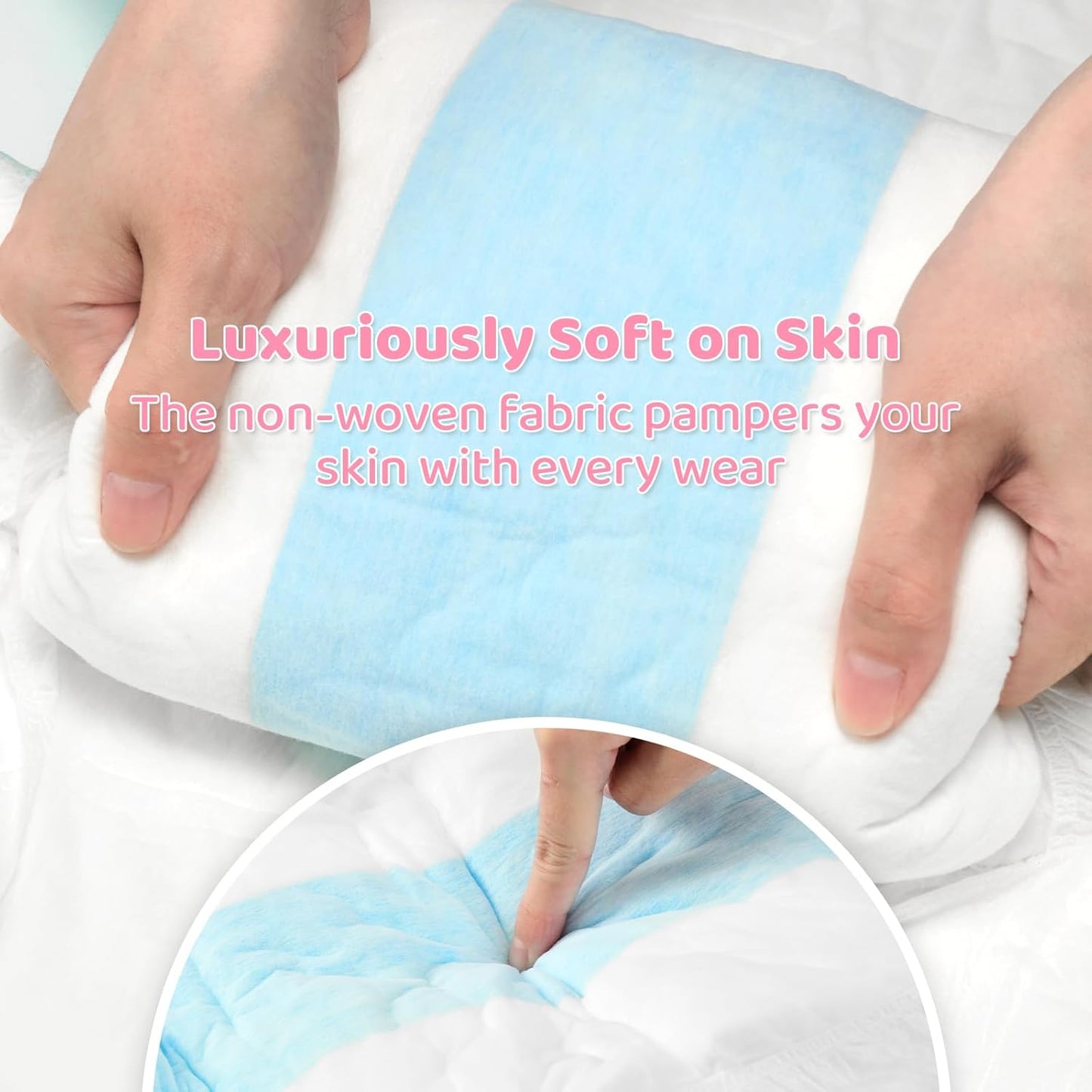 Littleforbig Adjustable Tapes Adult Diaper 2 Pieces - ABDry Ultra Absorbent Diapers White (X-Large 48"-56")
