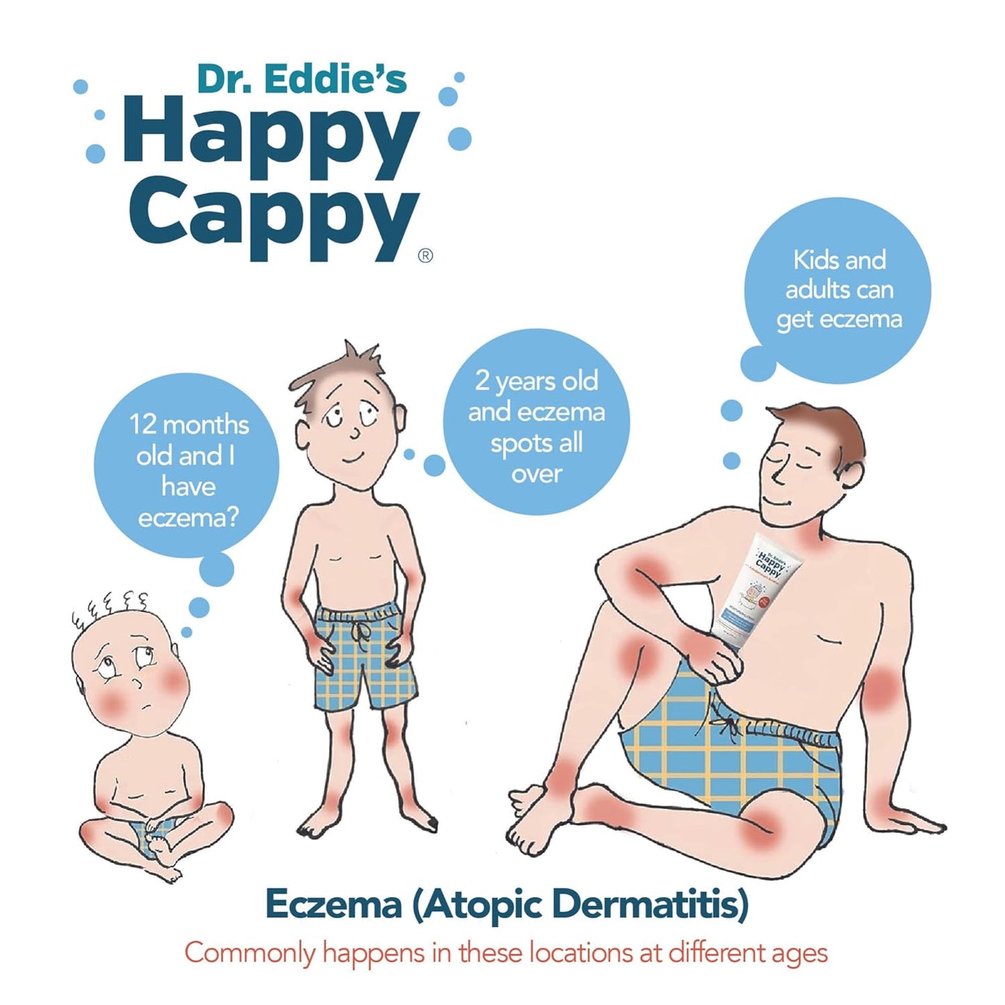 Happy Cappy Baby Shampoo and Body Wash - Shampoo & Body Wash for Eczema-Prone Skin, For Infants, Toddlers, & Kids, Reduces Itching and Redness, Dermatologist Tested, Fragrance Free - 8 fl oz