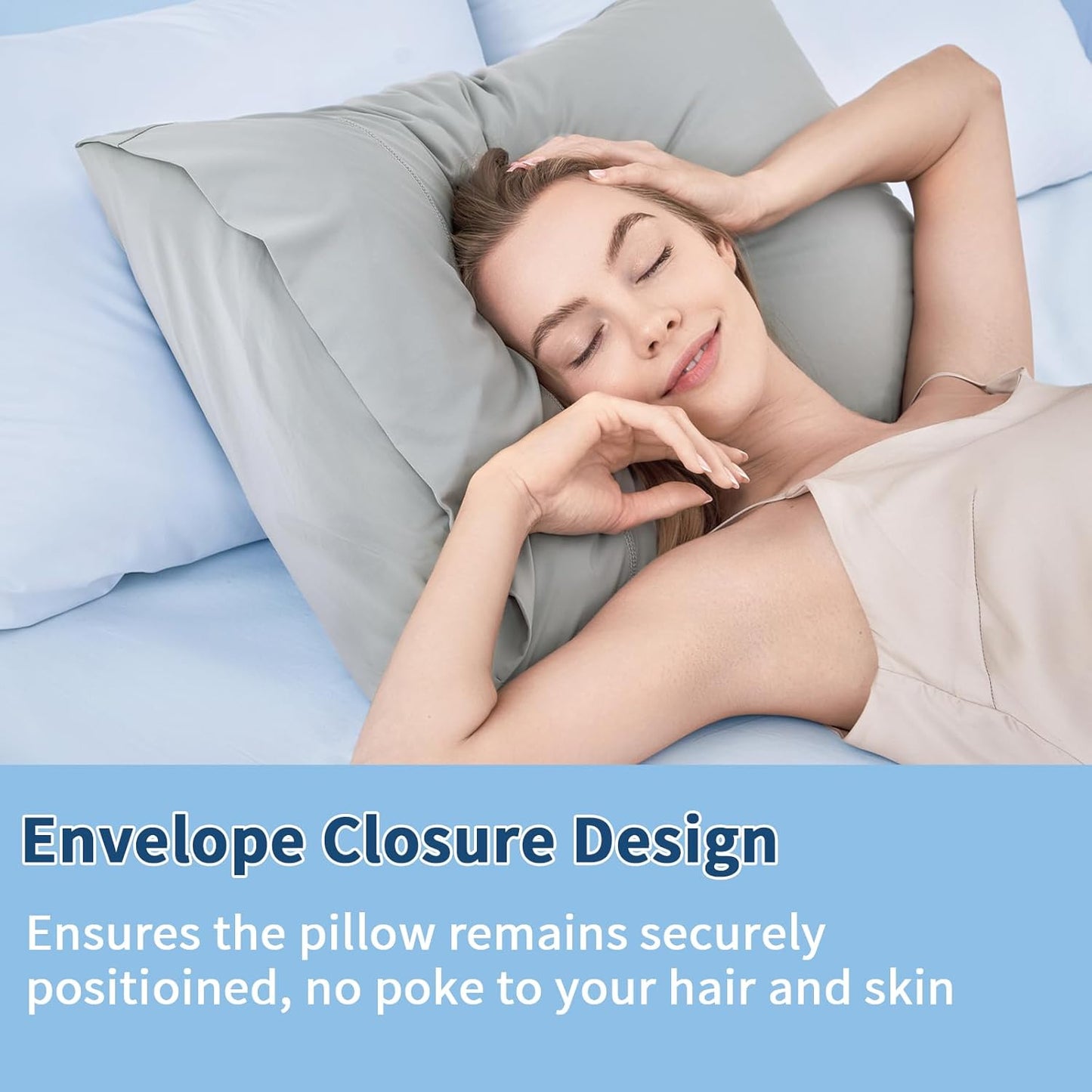 Cooling Pillow Cases Standard Size Set of 2, Ice Cool Silky Pillow Covers for Hot Sleepers & Night Sweats,Reduces Wrinkles & Frizz Softer Like Silk Pillow Cases,Silver Grey,Christmas Stocking Stuffers