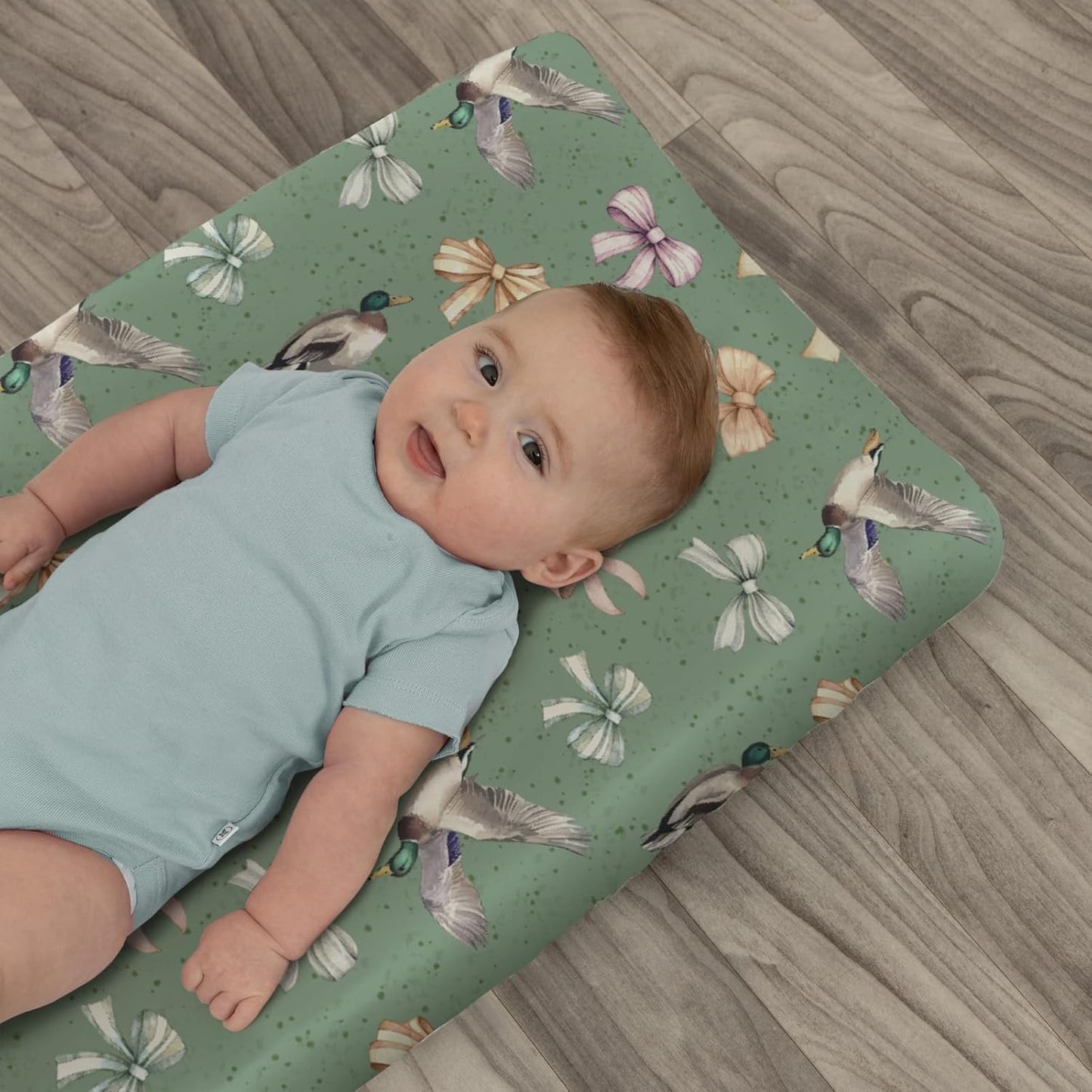 Vintage Mallard Ducks Bows Changing Pad Covers for Baby Girl Boy Duck Hunting Fitted Change Table Cover Mats Wild Ducks Birds Soft Diaper Changing Table Sheets 32''×16''