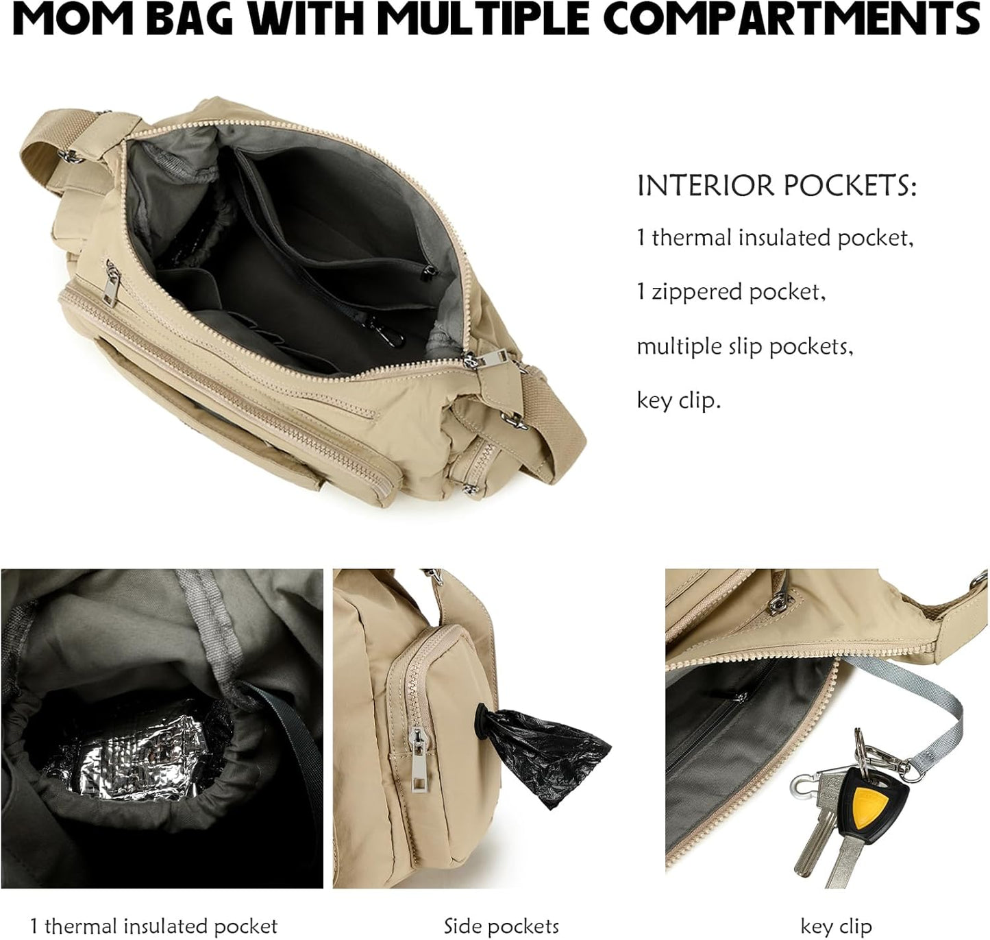 Puffer Crossbody Bags for Women Mom Large Diaper Bag Purse with Wipes & Trash Dispenser Cross Body Purses Messenger Bags