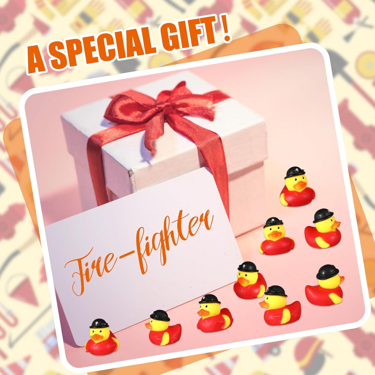 Sotiff 48 Pcs Firefighter Rubber Ducks Bulk 2 Inch Fireman Rubber Ducky for Firefighter Party Favors Birthday Party Gifts Beach Summer Bath Tub Pool Float