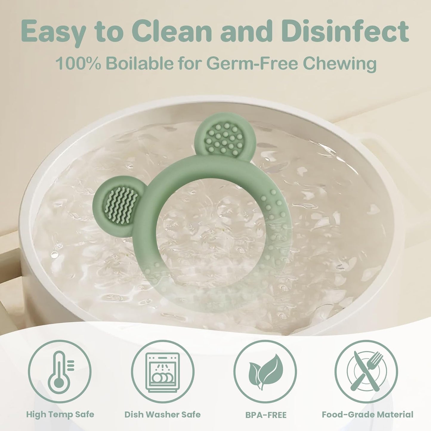 Teething Toys 3-6 Months, 3 Pack Silicone Teethers for Babies 6-12 Months, BPA Free Soft Textured Teething Relief Soothing Sore Gums Baby Essentials