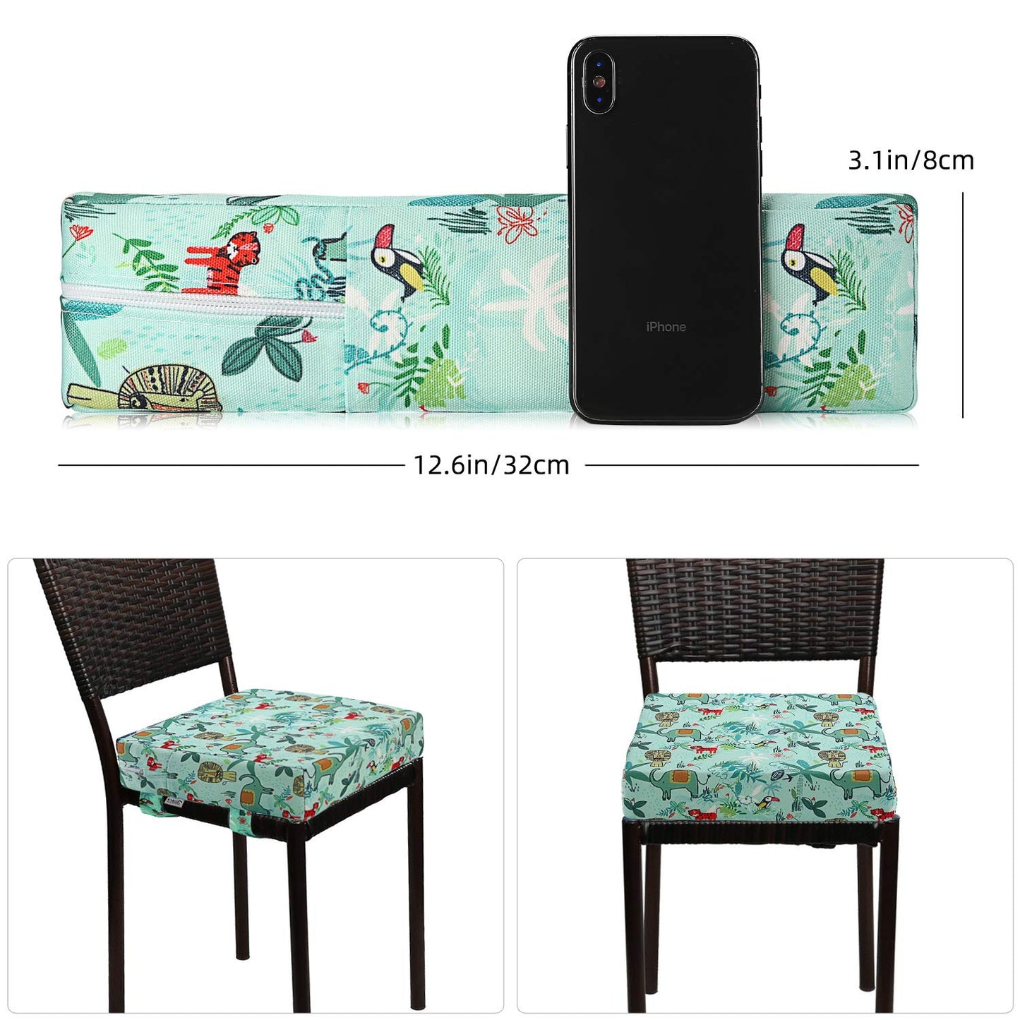 Zicac High Chair Portable Booster Seat Cushion Travel Dining Seat Pad for Toddler Kids Baby Infant Washable Thick Chair Seat Pads (Green)