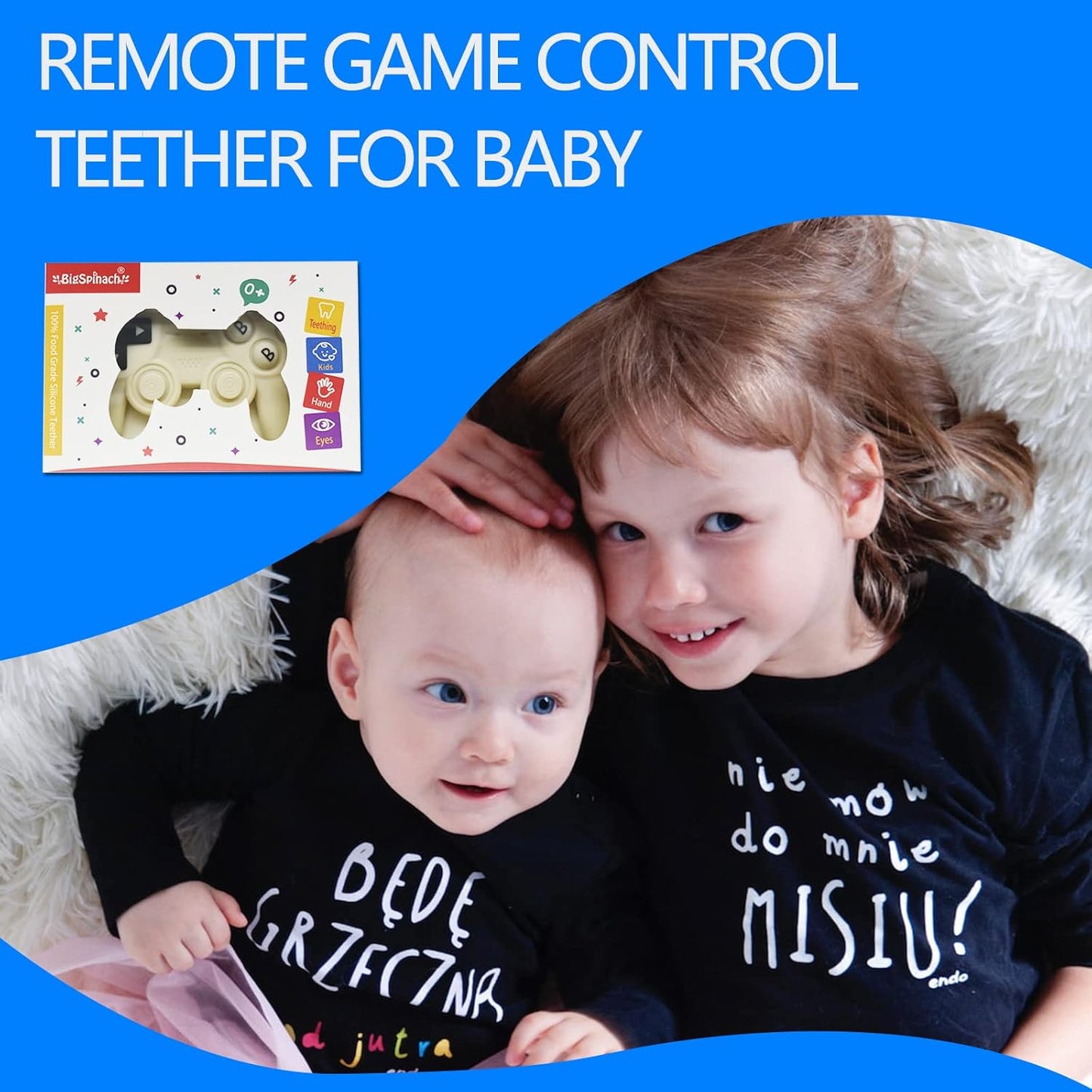 Cool Remote Game Control Teething Toy for Babies 0-6 6-12 Months,Game Controller Teether for Gamer Parents,Baby's First Valentines Day Gifts,Silicone Remote Chew Toys(White