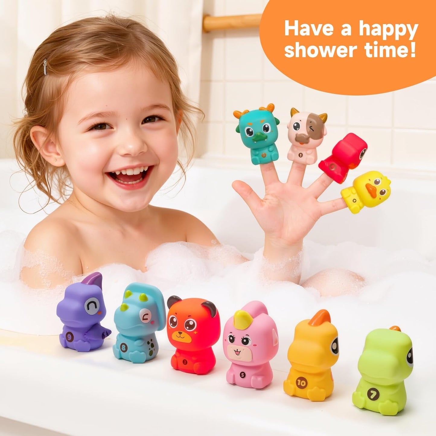 Learning Toy for Toddlers, Counting, Matching & Sorting Montessori Learning Toy,10pcs Animal Finger Puppets with Geometric Key Treasure Lock, Christmas Birthday Gift for Baby Boys Girls