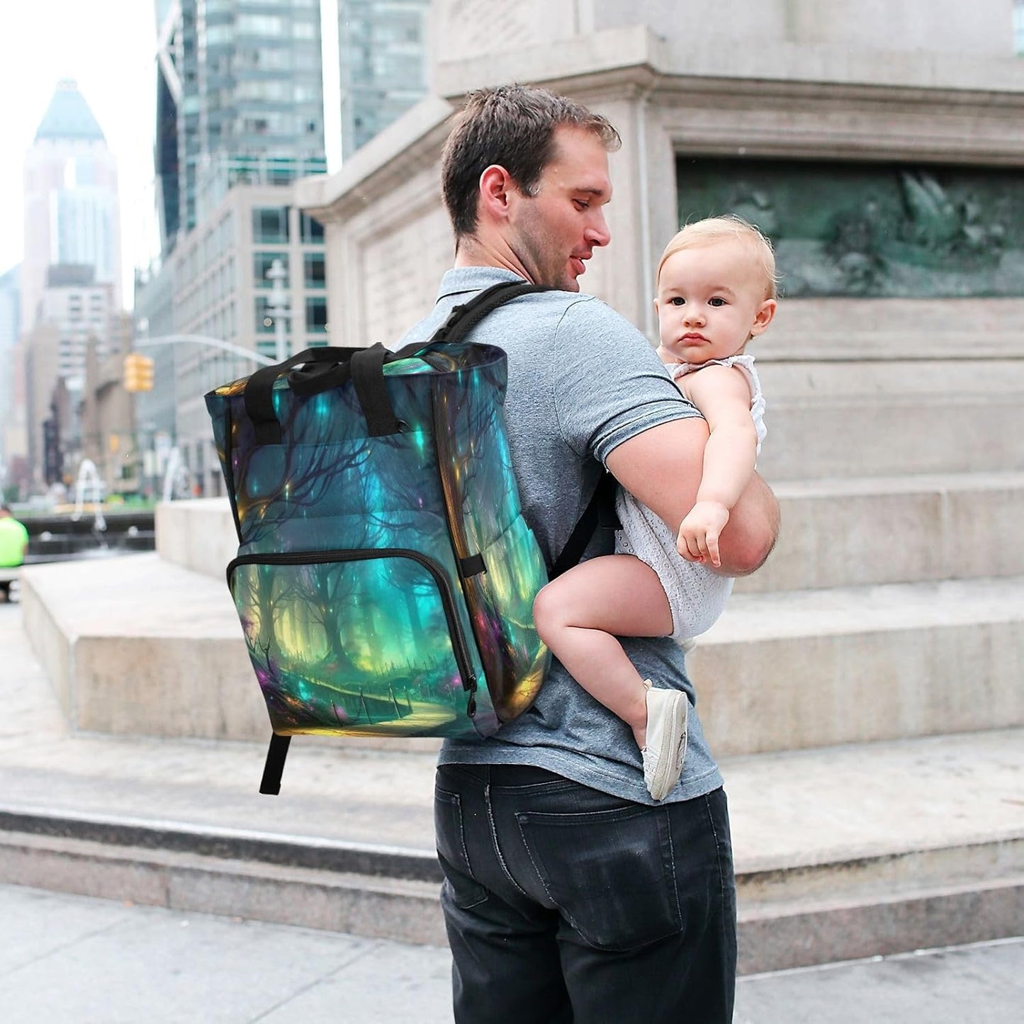 Fairy Forest Diaper Bag Backpack, Unisex Travel Baby Backpack Diaper Bags with Stroller Straps & Pacifier Case, Large Capacity Waterproof Diaper Backpack