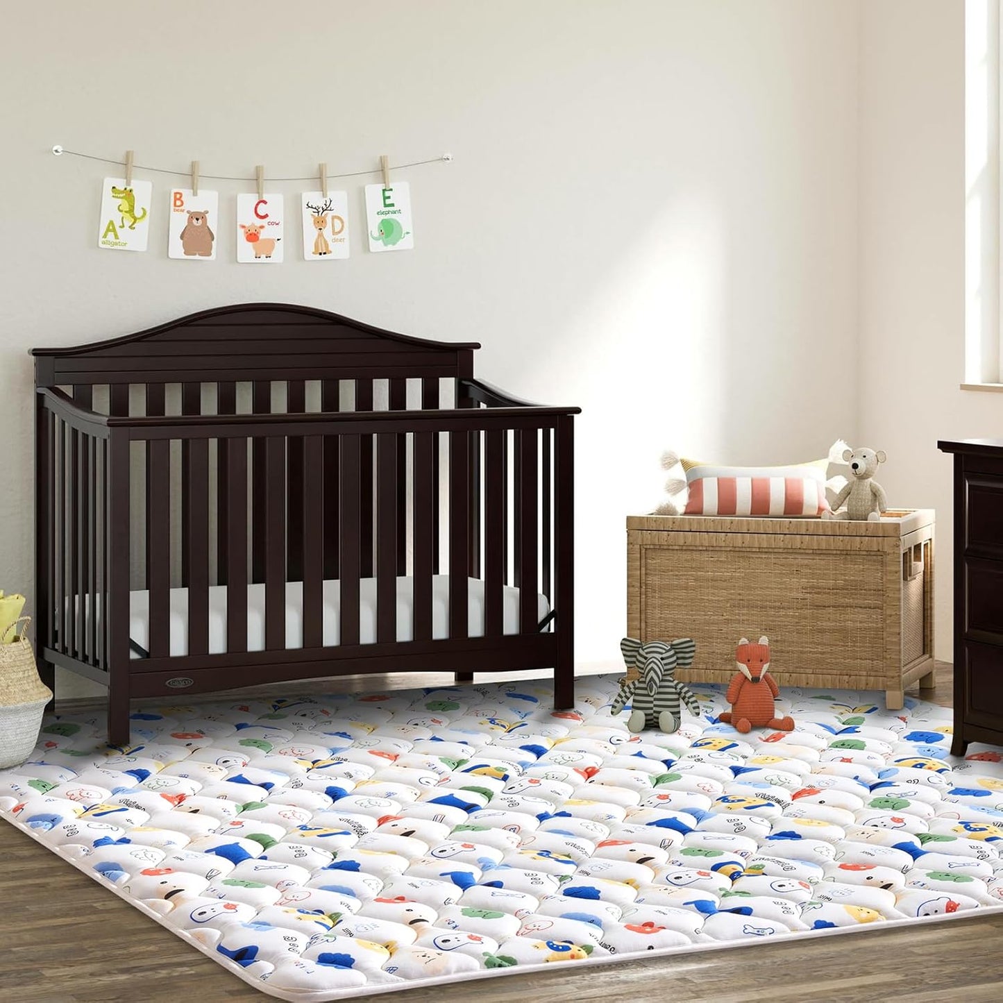 Odorless Premium Foam Baby Play Mat, Soft Microfiber Fabric Crawling Mat for Floor- Comfortable and Hypoallergenic, Non-Slip Cushioned Floor Playpen mat for Infants,Babies,Toddlers