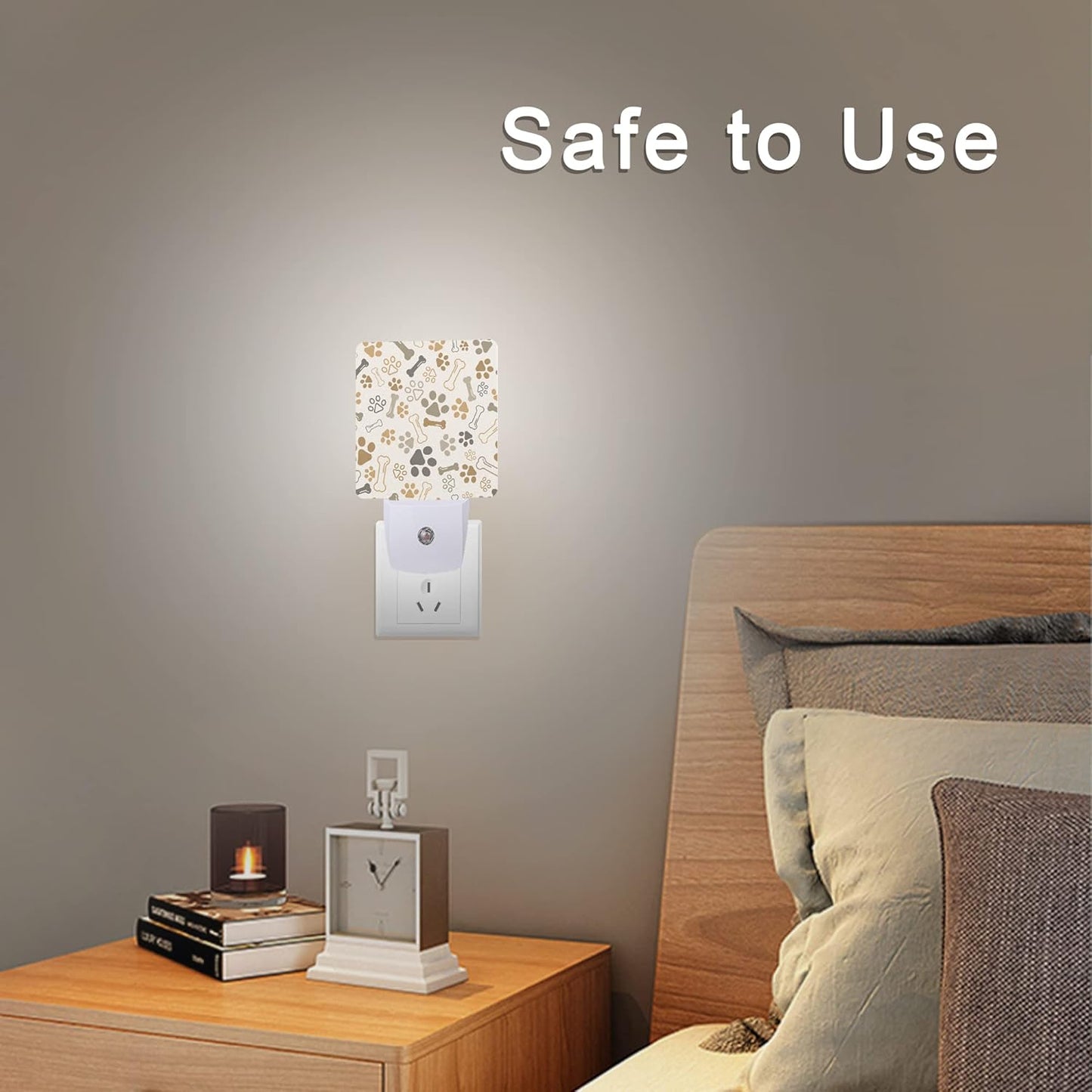 Dog Cat Paw Print Bones Night Light Plug-in LED Nightlights Auto Sensor Night Lamp Dusk-to-Dawn Lamp Home Decor for Nursery Children Girls Boys