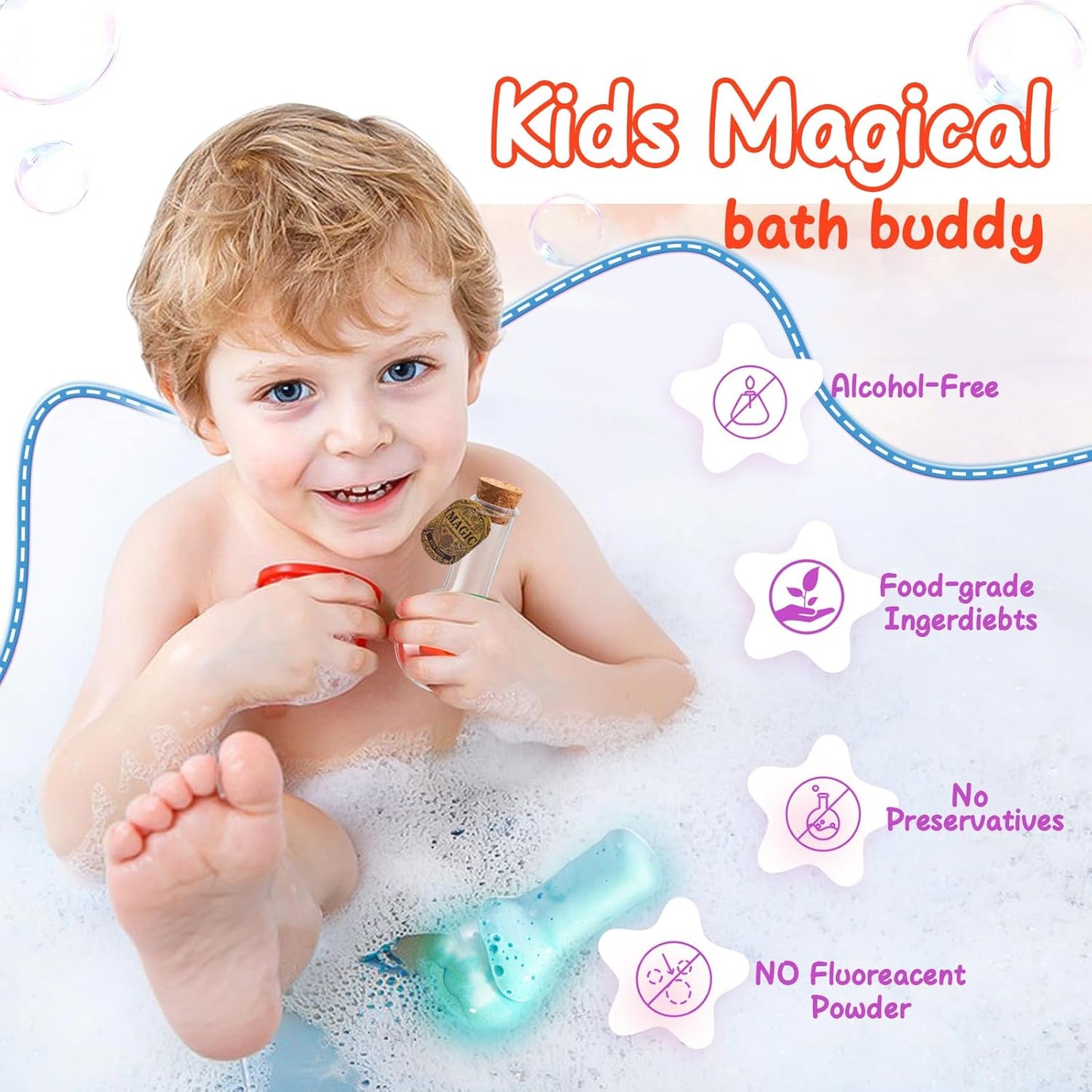 MeCids Magic Potion Bubble Bath Bombs for Kids -Bath Color Tablets Bath Potions for Toddlers Ages 4-12 Fun Science Kit Gift for Birthday, Halloween,Christmas- 6 Pack
