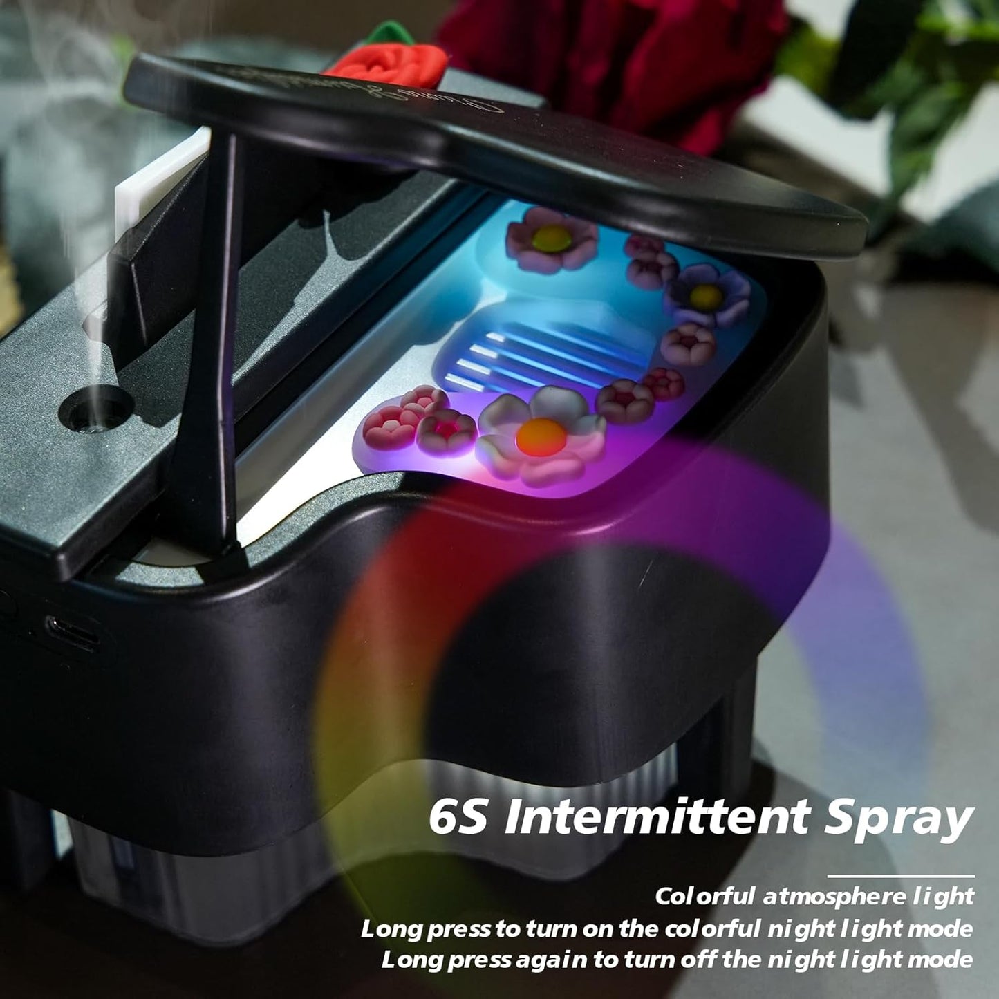Portable Mini humidifie,350mL Cool Mist Humidifie,1200mAh Quiet for Home/Nursery/Office,Portable Mini Air Moisturizer,rechargeable mini humidifier (Black)