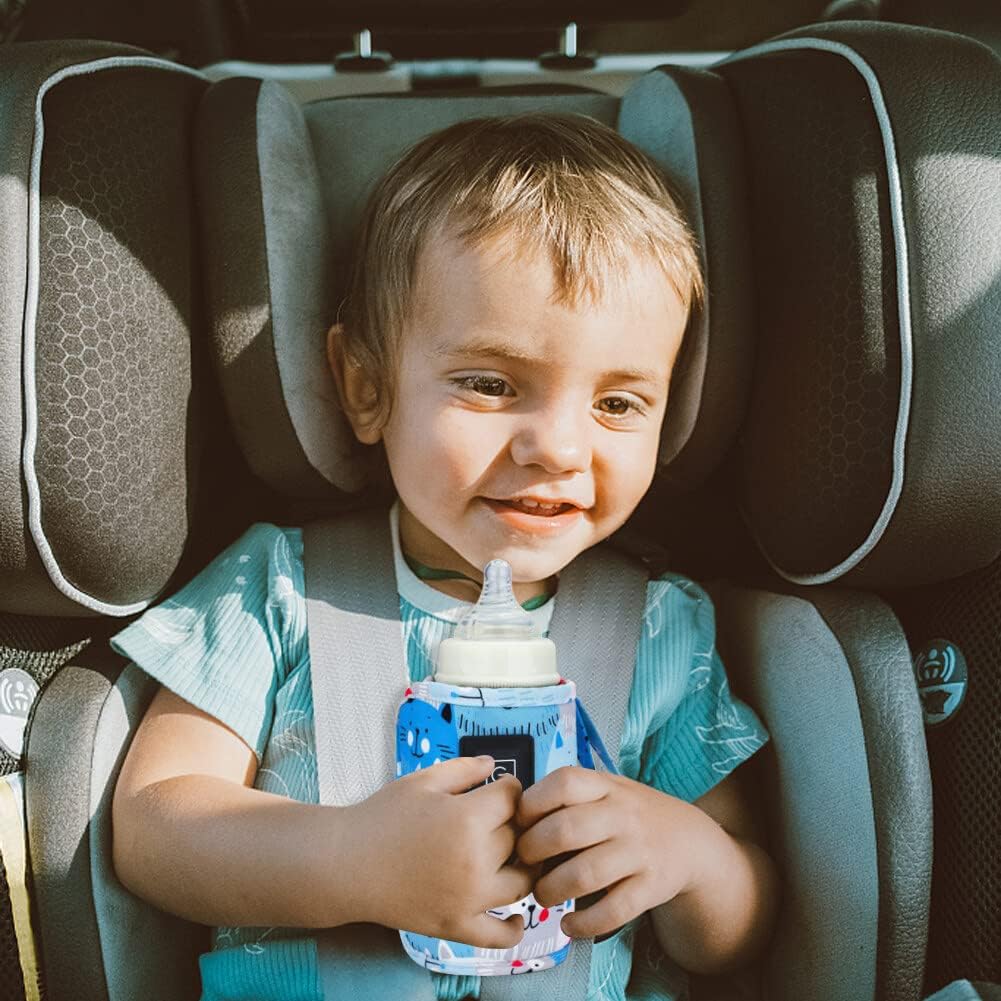 Portable Bottle Warmer,Adjustable 3 Temperature USB Travel Milk Heat Keeper Baby Bottle Heater Warming Bag Milk Heater Cover Bottle Warmer Insulation Bag,Rose