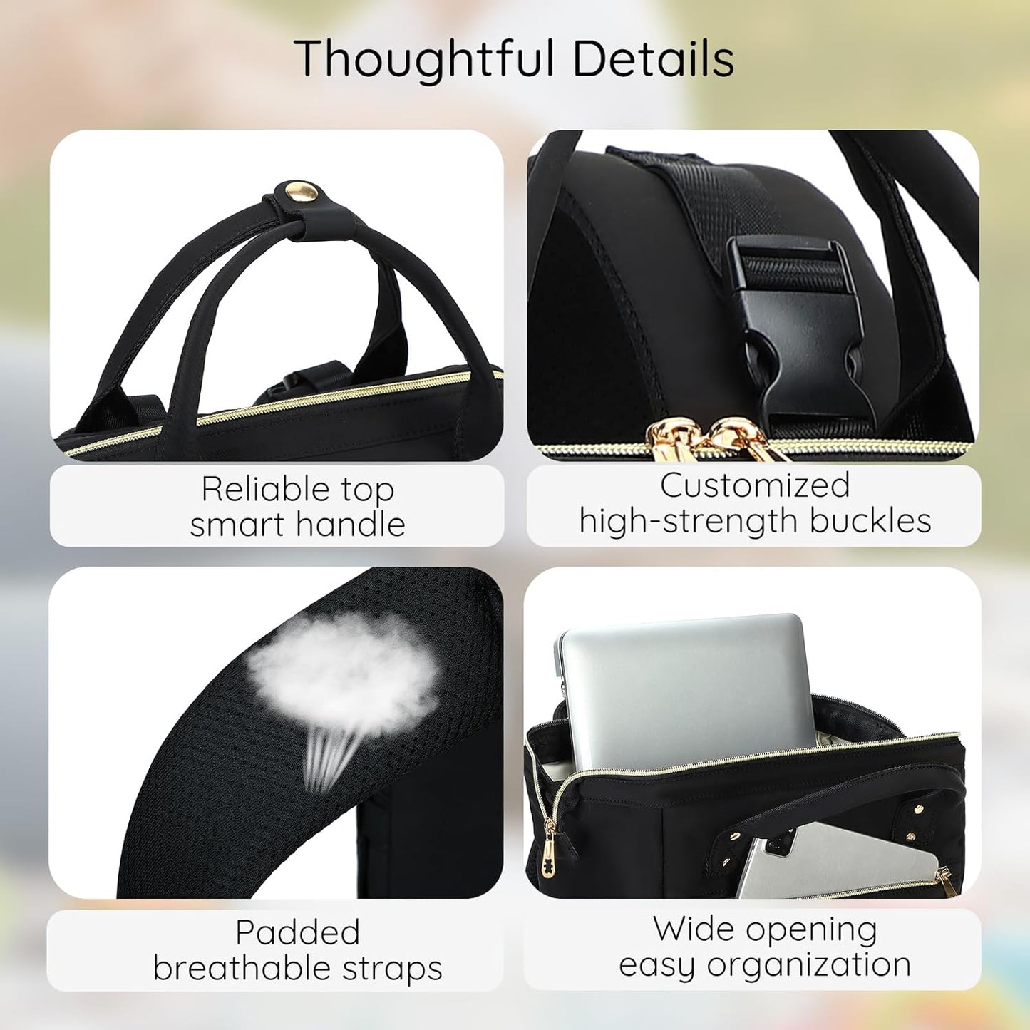 AIJIEKE Diaper Bag, Large Wide-Open Baby Diaper Backpack, Multi-functional Baby Travel Tote Bag, Diaper Bag with Changing Pad, Diaper Bags for Mom & Maternity (Black)