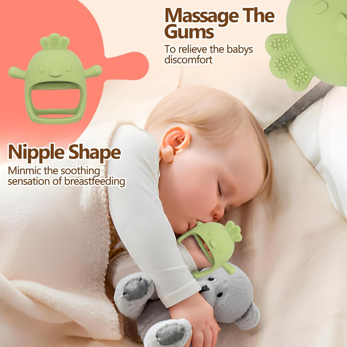 Baby Fruit/Food Feeder with Breastmilk Popsicle Molds & Teether Combo Food Grade Silicon for 6M+ Breastmilk Pops, Frozen Fruit, Baby Teething Relief(Green)