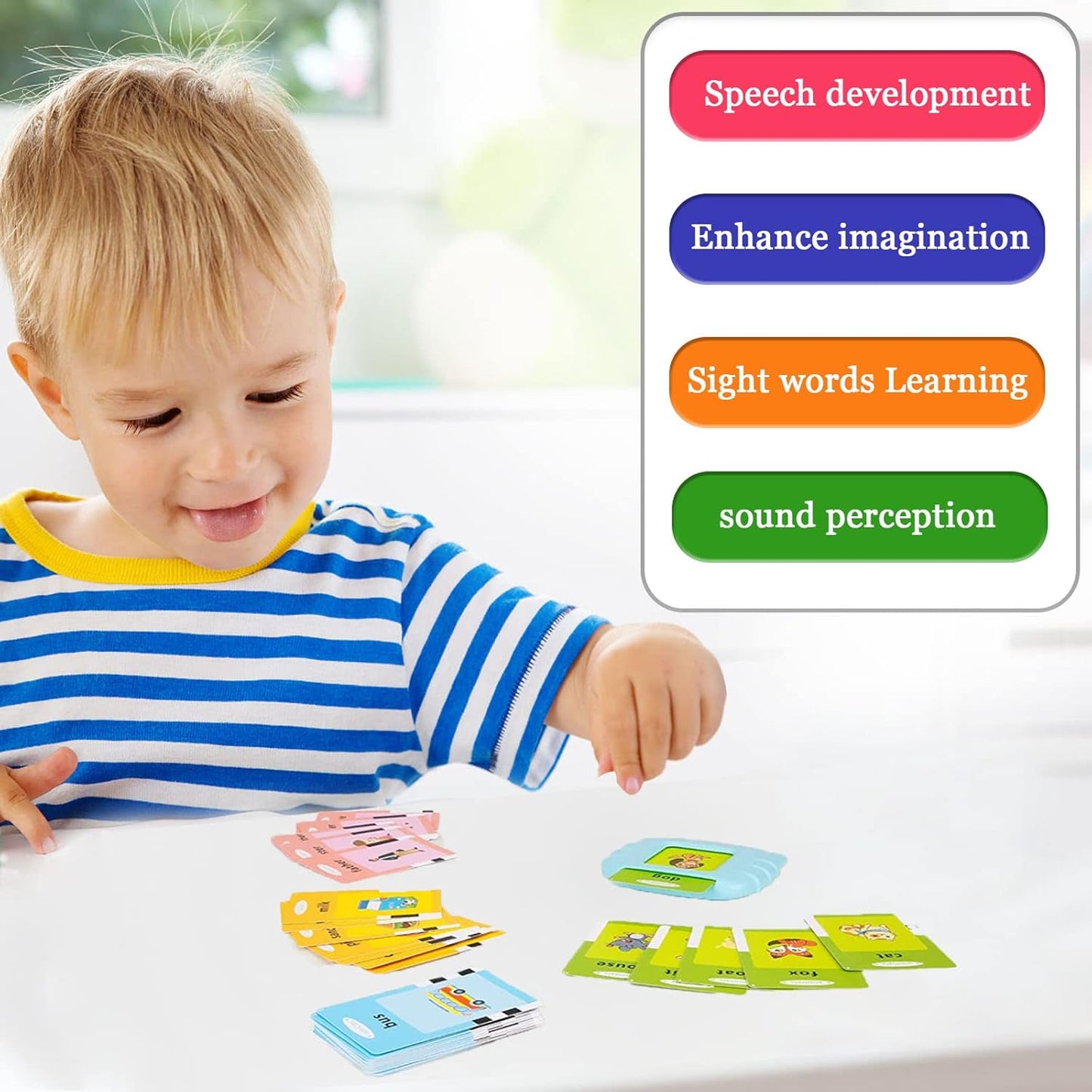 Toddler Learning Toys for 2 3 4 5 Year Old Girls, Autism Sensory Toys for Autistic Children, Speech Therapy Toys, 112 Cards - 224 Sight Words Talking Flash Cards
