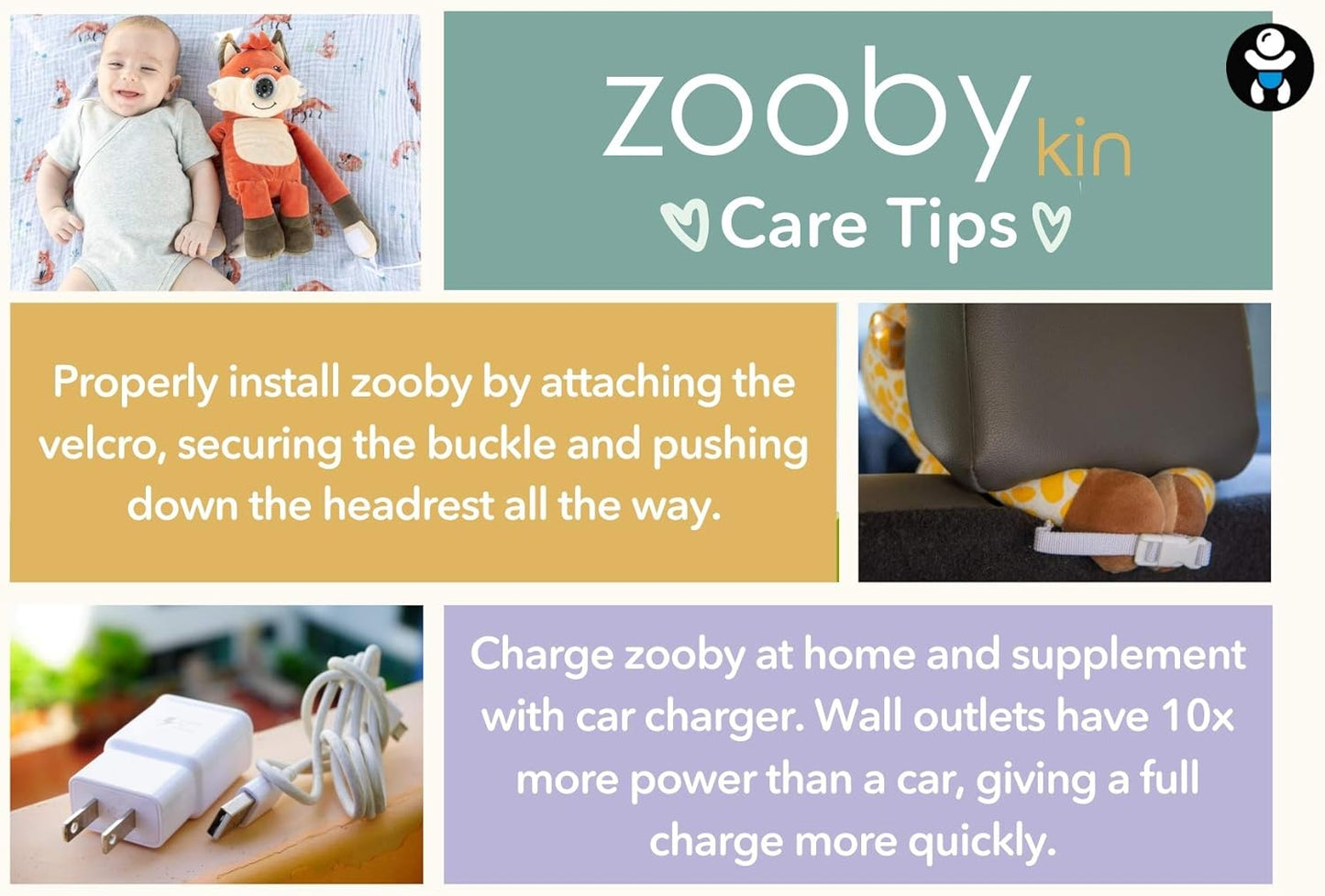 zooby Car Baby Monitor Helps Reduce Distracted Driving! Our Cuddly Plush Monitor That Babies Love Serves as a Soothing Companion for Baby so You Can Drive with Complete Peace of Mind - Cooper Canine