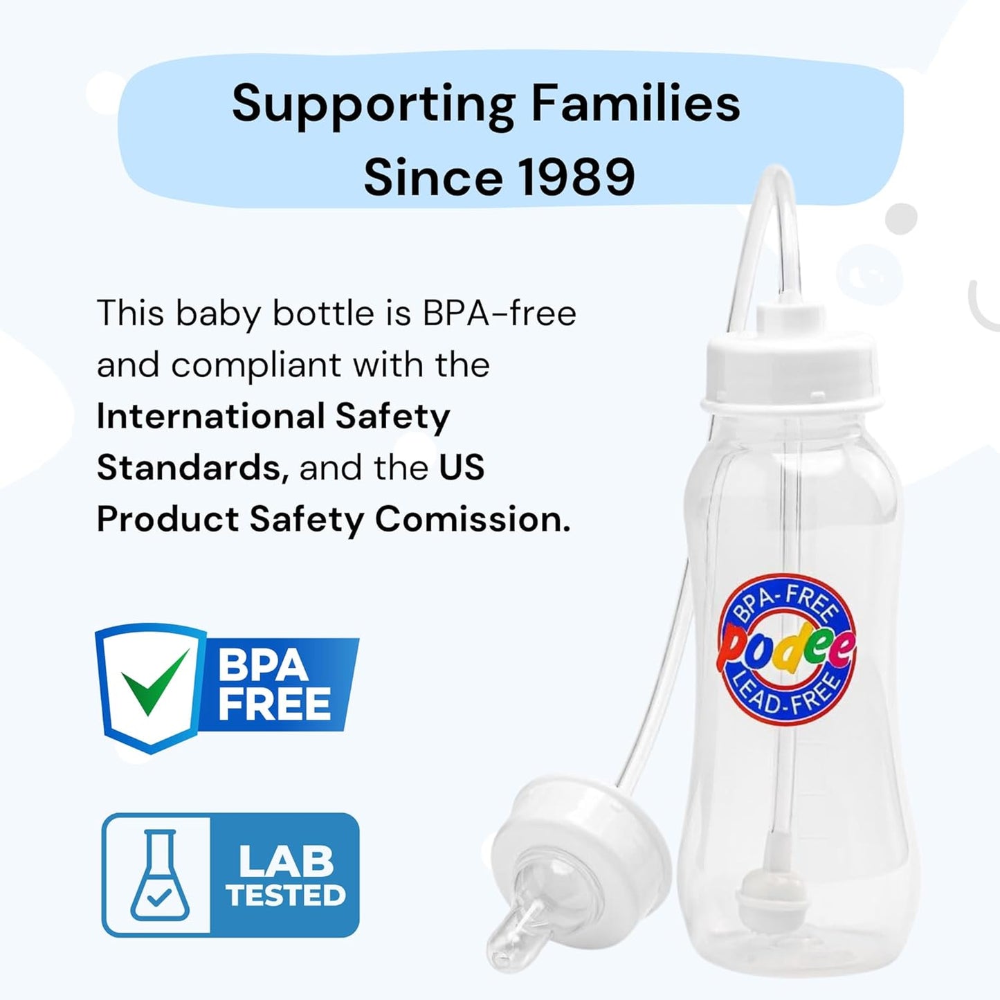 Hands-Free Baby Bottle - Anti-Colic Nursing System 9 oz Baby Bottle with Fast Flow Nipple/Teat 3m+ Infant with Tube Straw Feeding System for Toddler (2 Bottles - Classic)