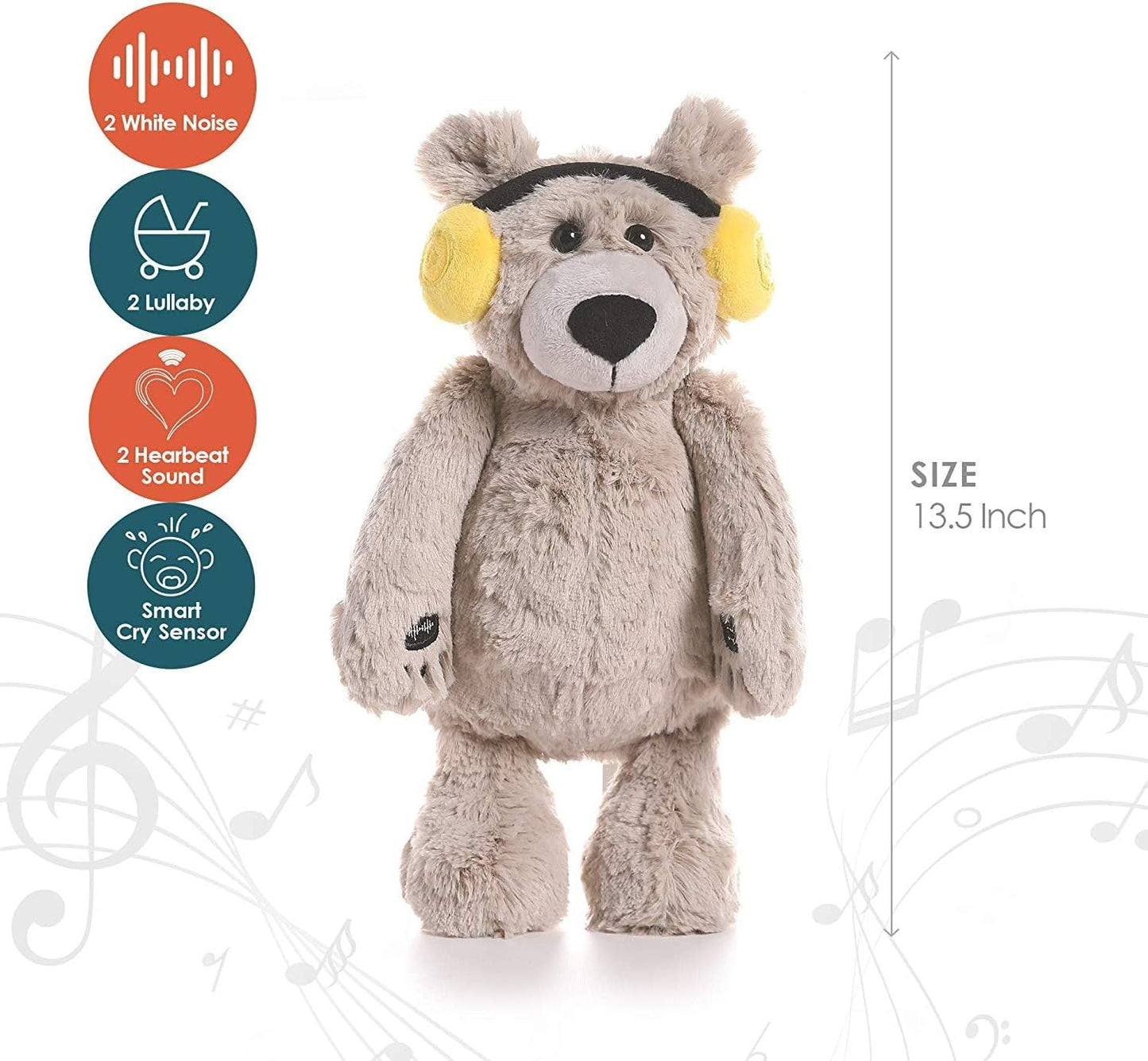 BEREST Baby Sleep Soother Cry Activated Sensor Toys, Heartbeat Bear for Babies, Plush Stuffed Animal for Newborn Infants, Babies Toy Vibrating with Mom’s Heartbeat,Baby Shower Gifts for Boys and Girls