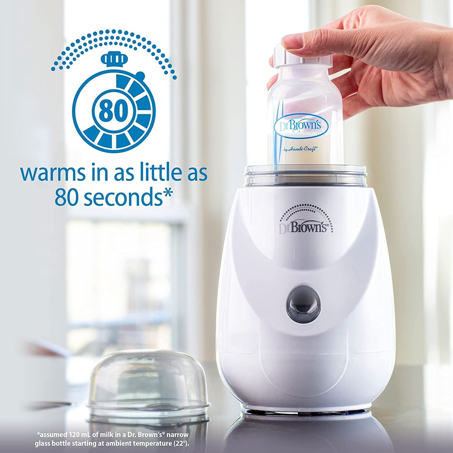 Dr. Brown’s Insta-Feed Bottle Warmer and Sterilizer with Anti-Colic Options+ Narrow Baby Bottles 4 oz, with Level 1 Slow Flow Nipple, 4 Pack, 0m+ and Bottle Cleaning Brush Set, Blue
