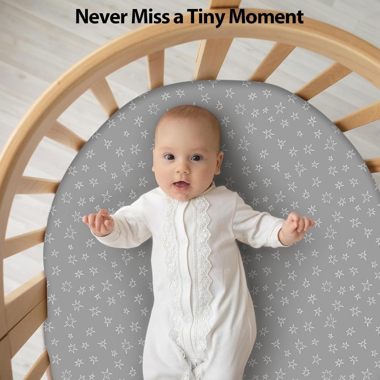 Baby Bassinet Sheets Girl Boy, Fitted Bassinet Sheet Set 3 Pack Bassinet Mattress Sheets Universal Fit for Rectangle, Round, Oval, Hourglass Mattress, Soft Breathable Blue Gray Planet