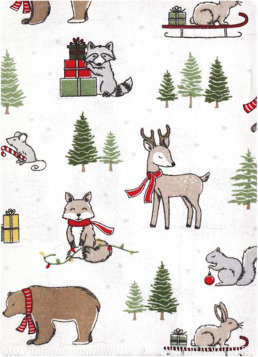 Luvable Friends Hudson Baby Flannel Burp Cloths 12pk, Holiday Forest
