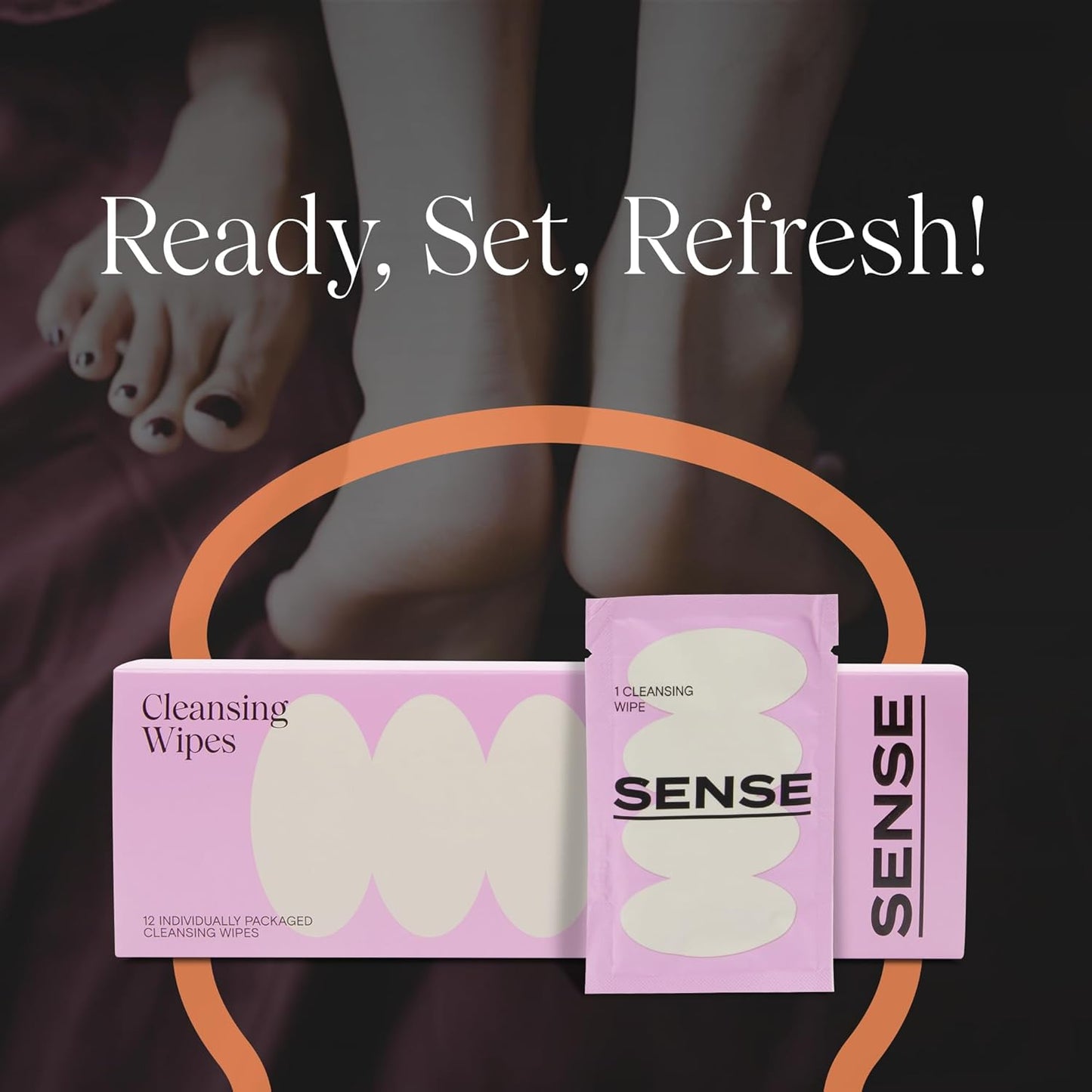 Sense Cleansing Wipes (24 Pack) Individually Wrapped pH Balance Wipes for Women - Made in the USA, Flushable Wipe, On-The-Go Before and After Freshness Intimate Wipe