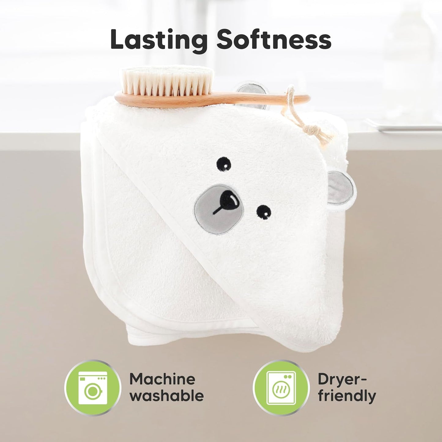 KeaBabies Hooded Baby Towel for Newborn - Viscose Derived from Bamboo Large Baby Bath Towels with Hood for Boys, Girls, Toddler, Extra Absorbent & Soft Newborn Bath Essentials (Polar, Regular)