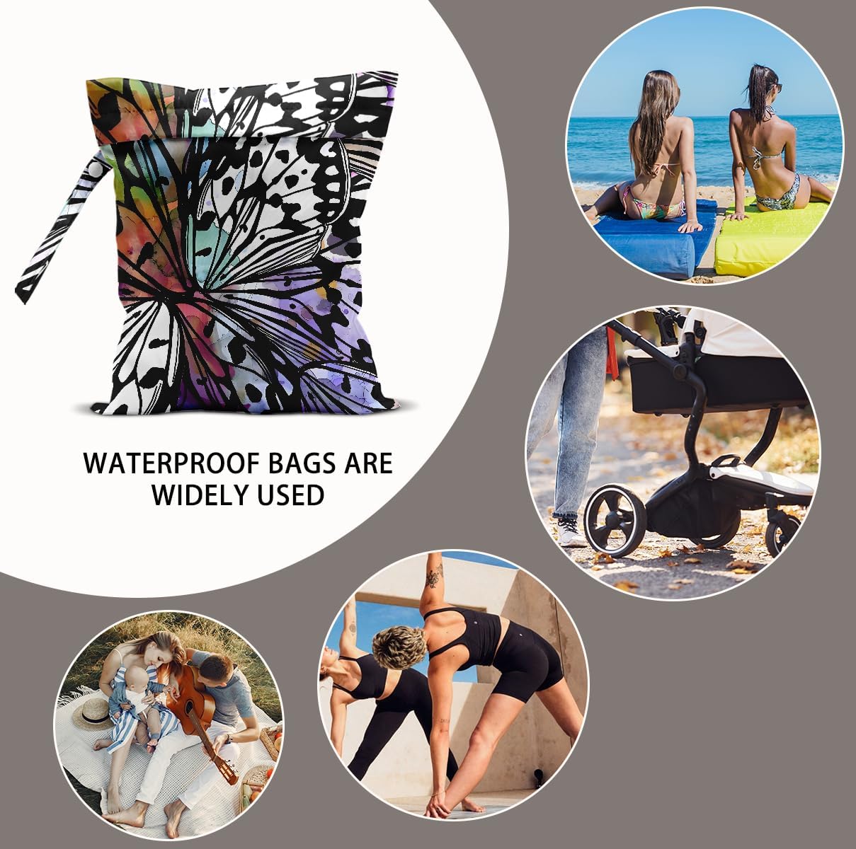 Butterfly Gifts for Women, 2Pcs Butterfly Print Wet Bags, Wet Dry Bag Reusable Zipper Pouch for Swimsuit, Diapers, Beach, Dirty Yoga Gym Clothes, Toiletries, Waterproof Birthday Gifts