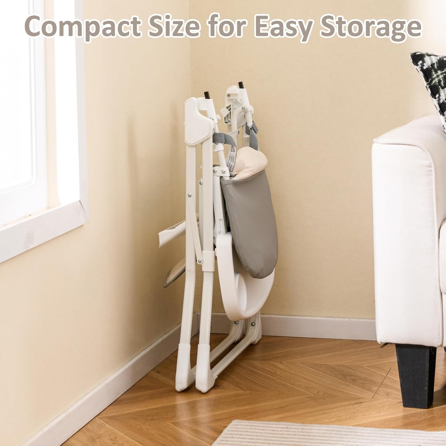 INFANS Baby High Chair, Quick Folding Portable Highchair for Babies and Toddlers with Adjustable Footrest Removable Dishwasher Tray PU Seat, Compact Highchairs for Baby Age 6-36 Months (Grey)