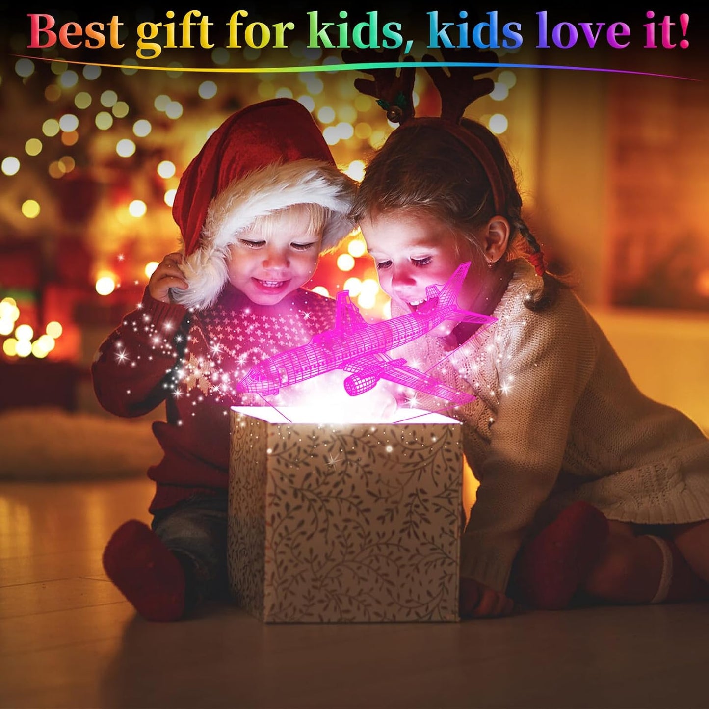 Airplane Night Light, 3D LED Illusion Night Lamp for Boys - Aircraft Themed Bedroom Lamps, Optical Illusion Lamp with Remote Control, Perfect for Kids' Room Décor, Cool Gifts for Airplane Lovers