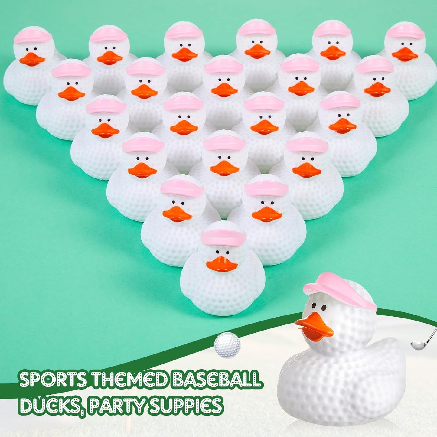 Deekin 50 Pcs Rubber Duck 2 Inch Bulk Sport Party Favors for Birthday Party Decorations Club Player Gift (Golf Pink)