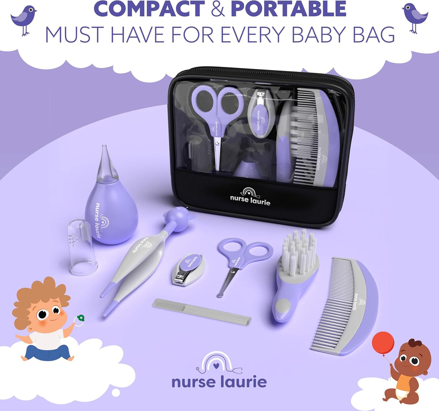 Store Baby Grooming Kit - Newborn Girl & Boy Infant Care - First Aid, Bath, Cradle Cap, Hygiene, Hair, Nail, Safety & Healthcare Essentials - Designed by a Pediatric Nurse & Mom