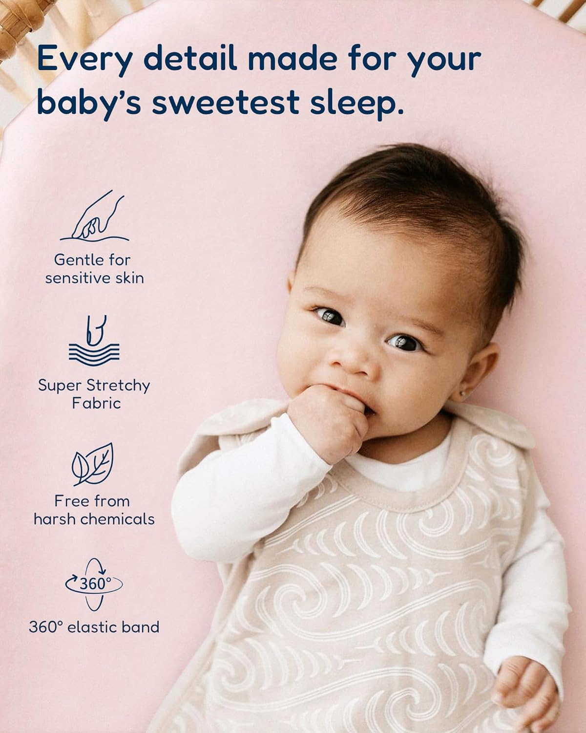 Halo Bassinest Fitted Sheets, Fits Halo BassiNest Sleeper Swivel, Flex, Glide, Premiere & Luxe Series Sleeper and Other 18x30 Bassinet Mattress - Buttery Soft Stretchy Jersey Fabric, 2 Pack