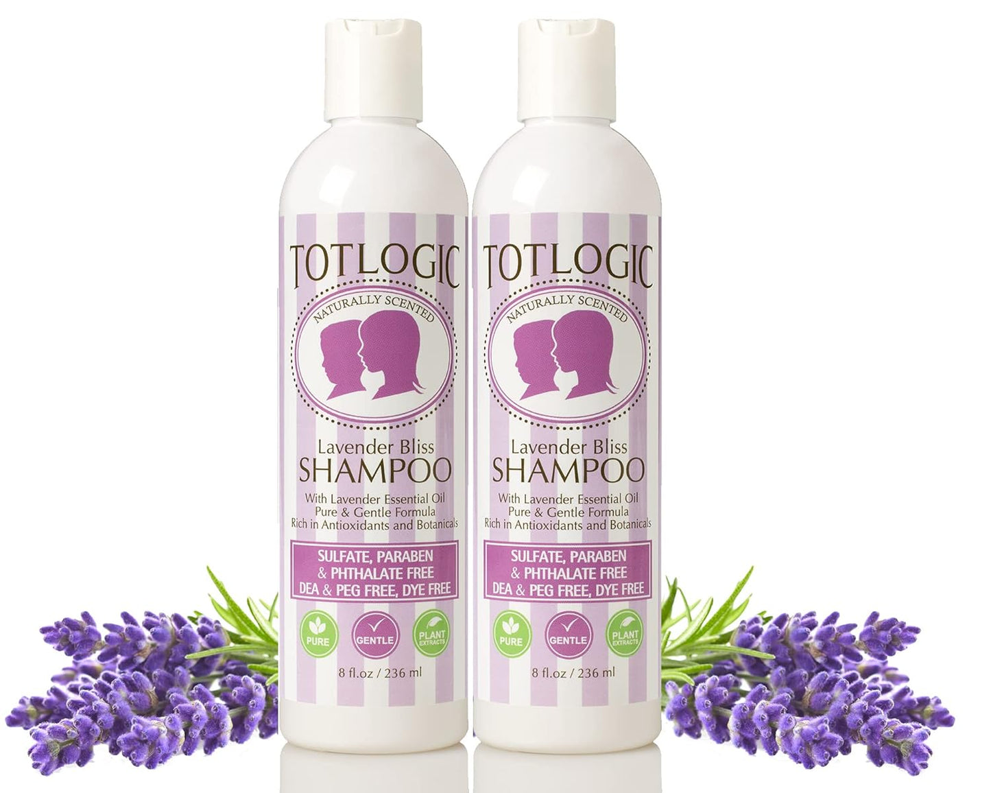 TotLogic Sulfate Free Baby Shampoo, 8 oz, Lavender Bliss (2-Pack) - No Phthalates, No Formaldehyde, Infused With Natural Antioxidants and Botanicals