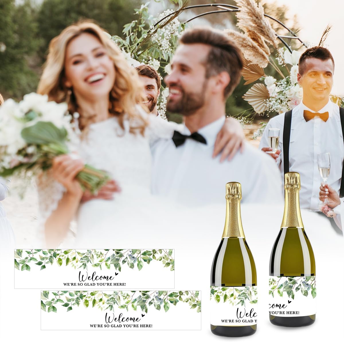 100PCS Wedding Water Bottle Labels Waterproof Greenery Floral Wraps Sticker for Water Bottle Baby Shower Bottle Label for Bridal Shower Party Welcome A02 abel699