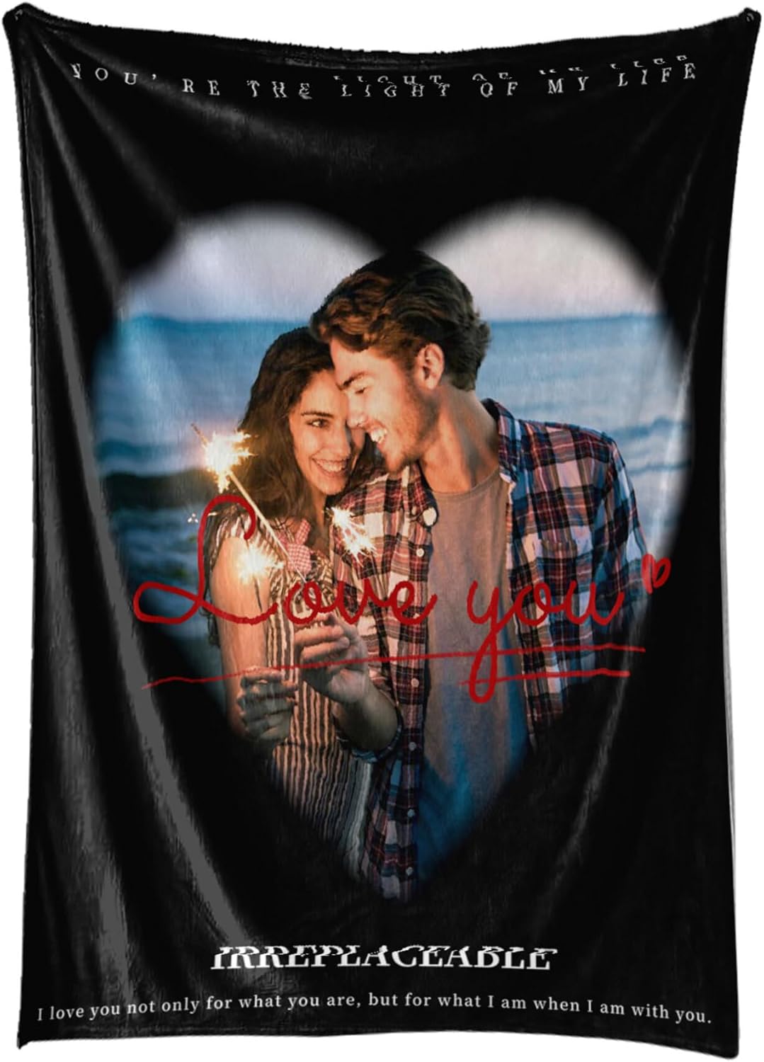 Personalized Blanket with Photos Text Custom Blanket Thows with Picture Customizable Photo Blankets Valentine's Day Gifts for Couple Girlfriend Boyfriend Wife Husband