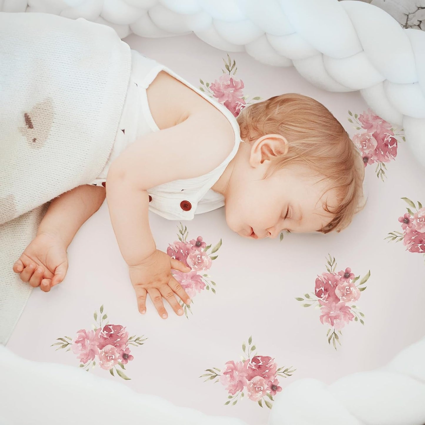 Floral Bassinet Sheets Girl 3 Pack, Breathable Cozy Fitted Mattress Sheet, Elastic Travel Bassinet Fashionable, Standard Cradle Safe Sheets for Baby Boy Girls 32" x 16"