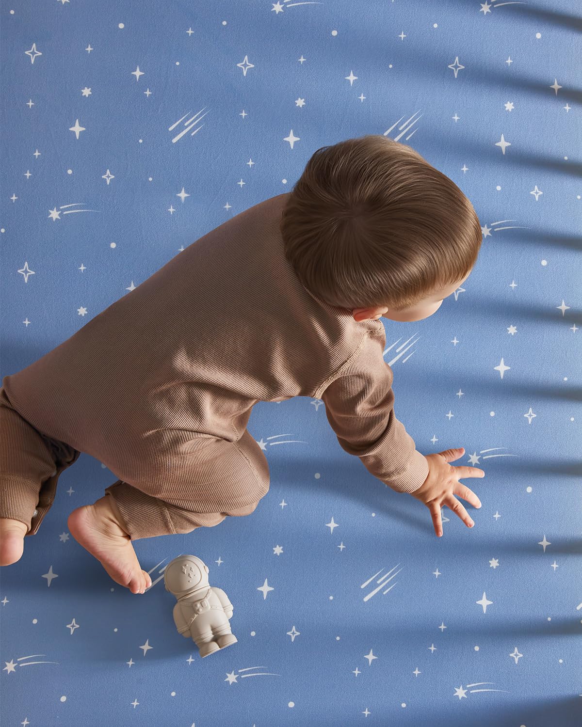 Baby Crib Sheets for Boys Girls, 28x52x8in Fitted Crib Sheet Neutral 3 Pack for Standard Crib and Toddler Mattress, Breathable Soft Microfiber Baby Sheet Blue Gray Planet