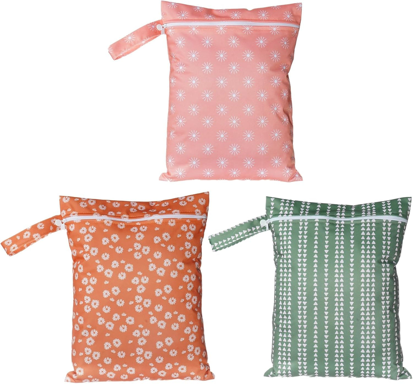 Happy Flute 3 Set Wet Bag Storage Bag Zipper Waterproof Washable Travel Bags, Beach, Pool, Gym Bag for Cloth Diaper, Swimsuits & Wet Clothes for Baby,11.8x15.7inch(YMX002-S12)