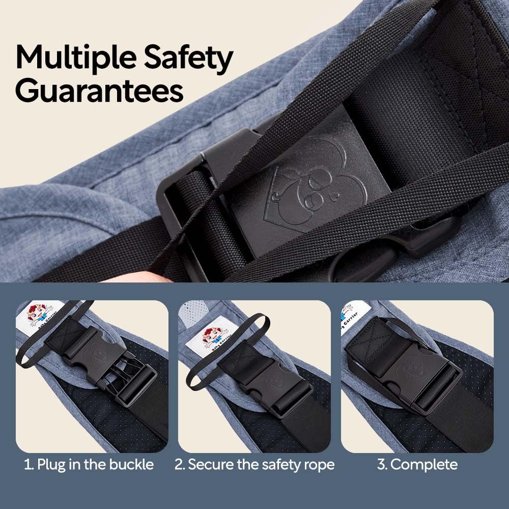 Baby Sling Carrier with Hip Seat - Breathable & Adjustable, Anti-Slip Design for Infants 0-36 Months, ASTM Certified, Ergonomic Hands-Free Carrier Carrying 8-35lbs (Blue)