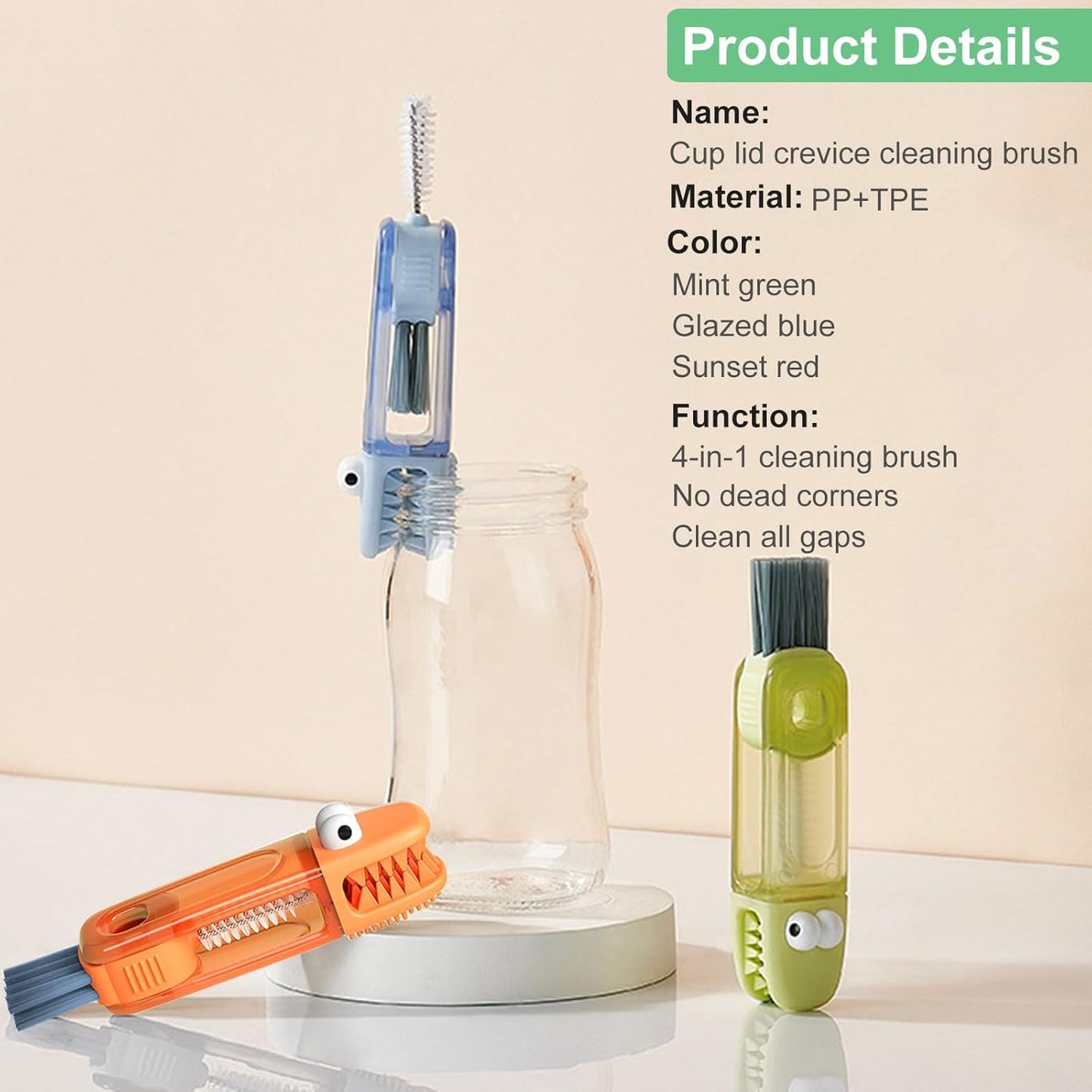 4 in 1 Cup Lid Cleaning Brush (6Pcs) - Water Bottle Brush, Portable Crevice Cleaning Brush Set for for Bottle Tight Spaces Cup and Sealed Food Storage containers with lids