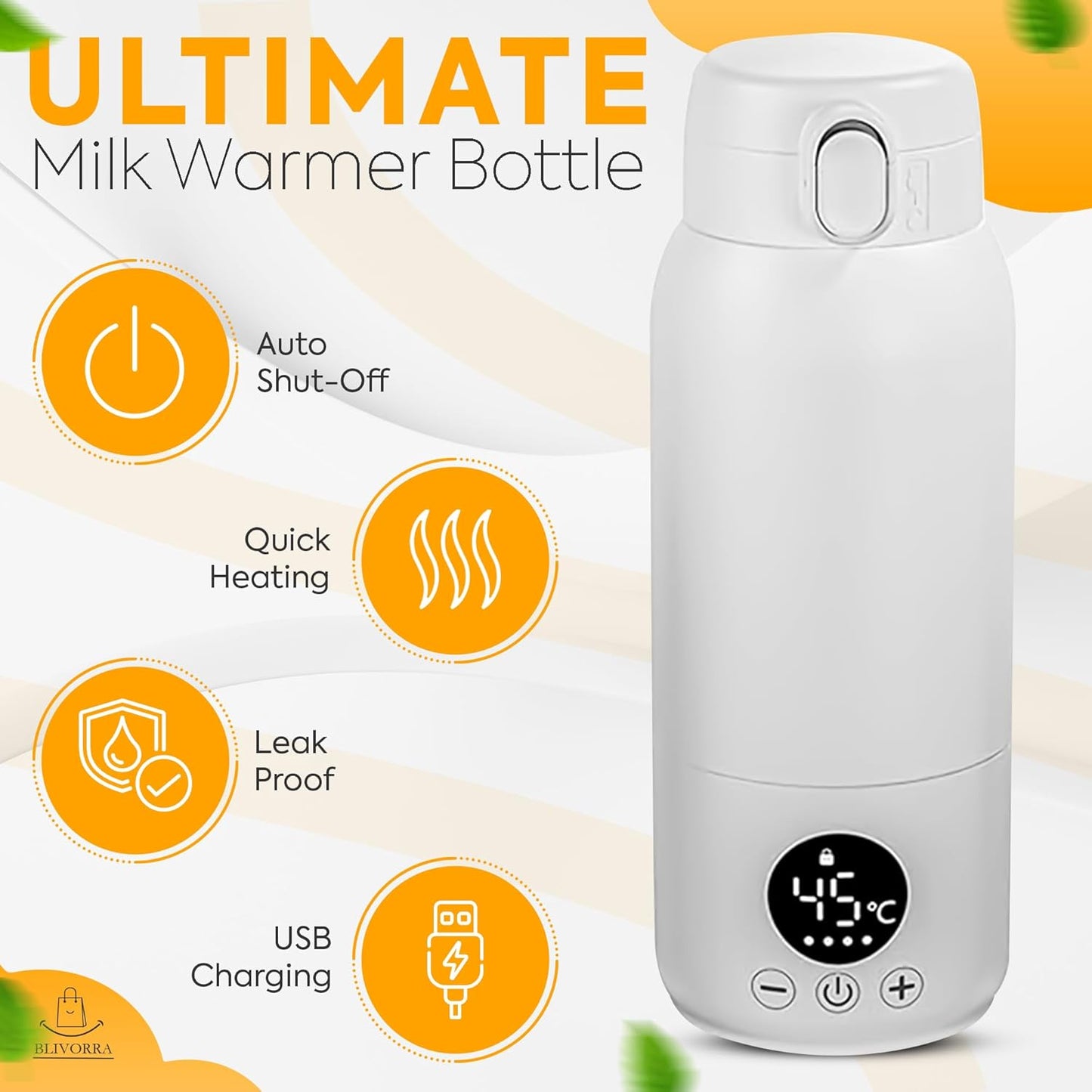 Portable Bottle Warmer for Travel โ 17oz Large Capacity, Dual Heating Modes for Breast Milk & Water, Fast Heating, Long Battery Life โ Smart Baby Bottle Warmer for Outdoor & New Mom Gift