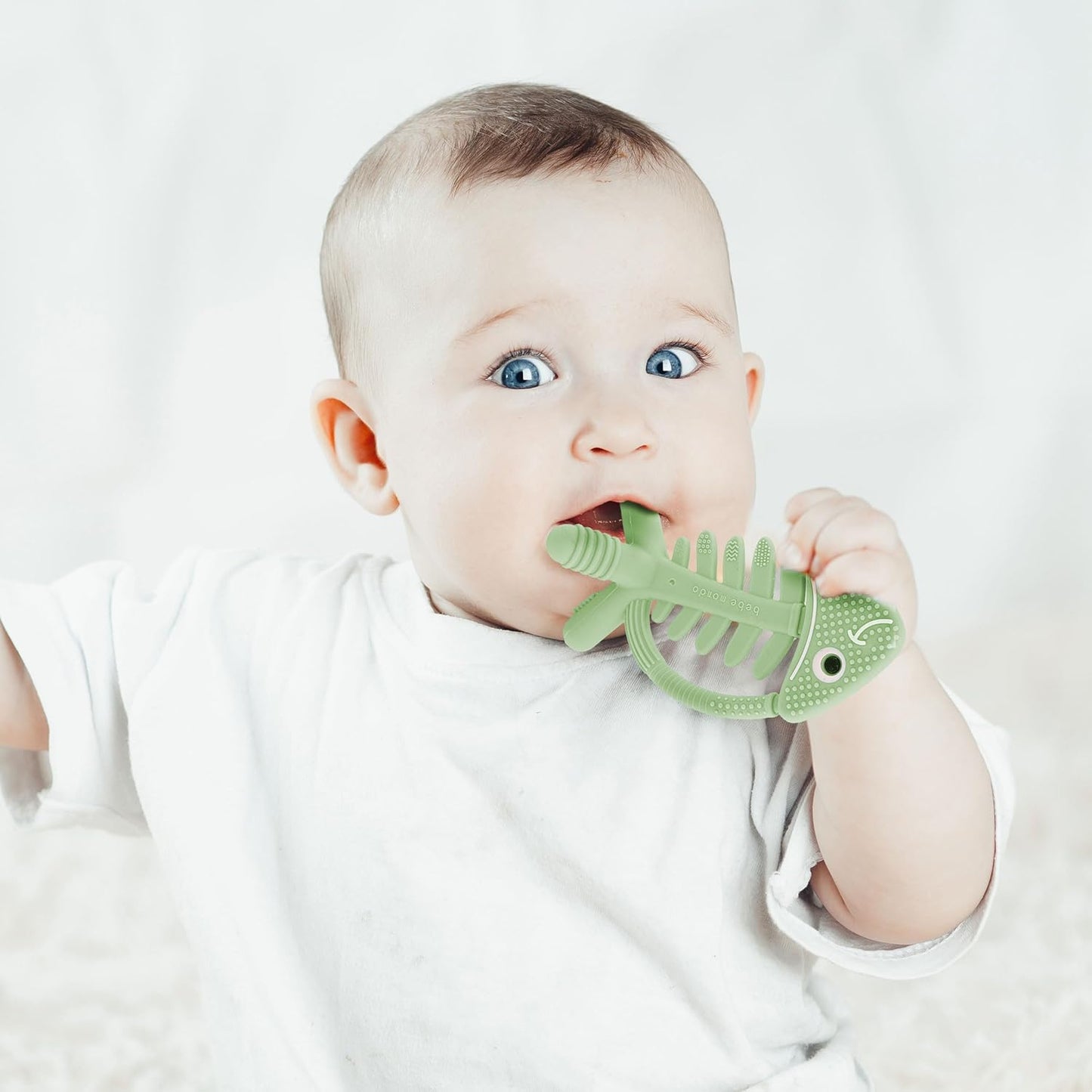 3in1 Infant Toys, Baby Teething Toys 0-3-6-12 Months, Teethers for Babies 3-6 6-12 Months for Teething Relief,Easter Gifts,Silicone,Sensory Baby Toys 0-6 Months,USA Patent Pending,Fish,Green