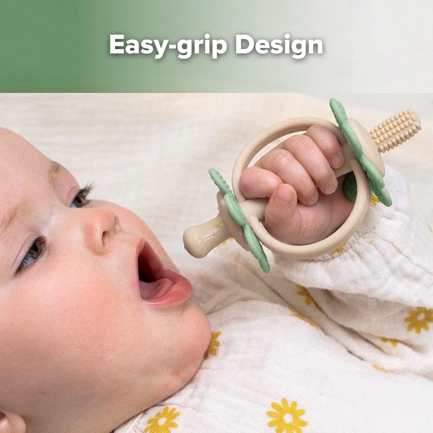 haakaa Silicone Baby Teething Toys,Nipple-Shaped End for Gum Massage,360Β° Baby Toothbrush Head for Self-Brushing Training,Easy to Grip-Pea Green