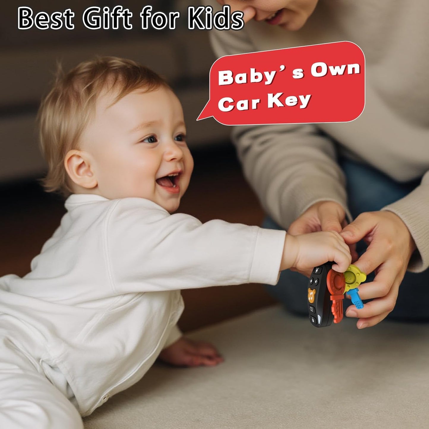 Baby Keys Toy - Baby Toy Car Keys Toddlers Pretend Keys with Music & Light Interactive Musical Sensory Learning Toys Birthday Gifts for Boys Girls Infant Kid Age 6+ Months