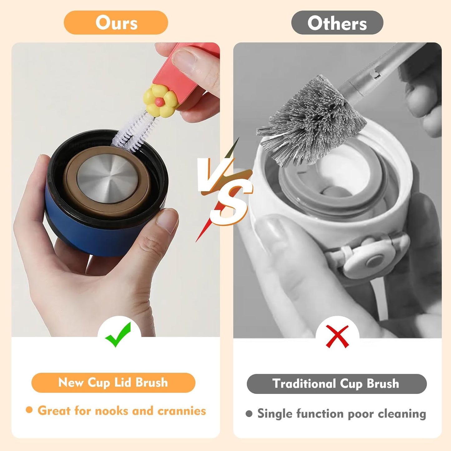 3 in 1 Cup Lid Cleaning Brush, Portable Cup Cleaner Brush, 2024 New Water Bottle Cleaner Brush, 3 in 1 Multifunctional Cleaning Brush for Home Kitchen Cleaning Tools(3PCS)