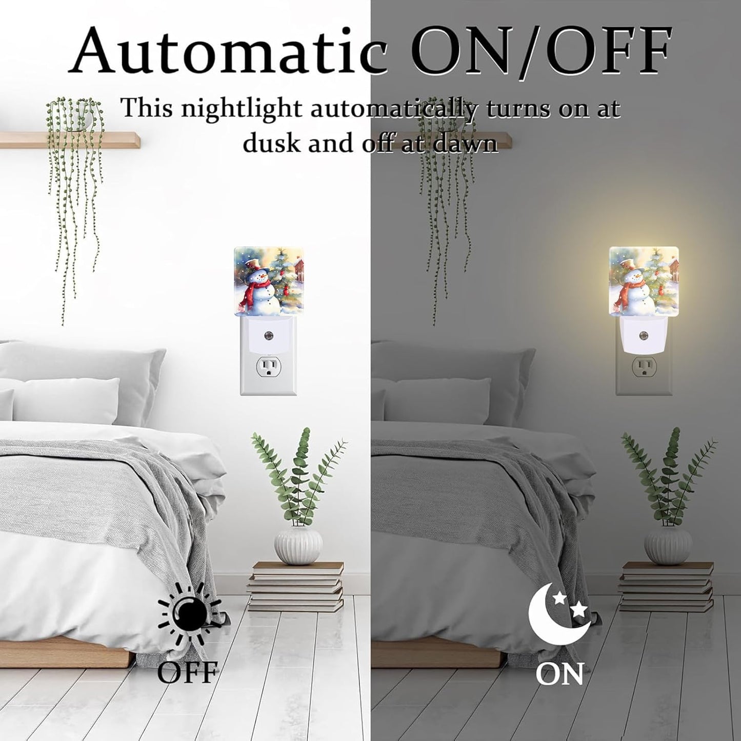 Cute Snowman with Christmas Tree Night Light Plug into Wall, Winter Holiday Snowman Dusk to Dawn Night Light Plug in,0.5w Energy Saving Sleep Friendly NightLight for Kids Boys Girls Home Decor