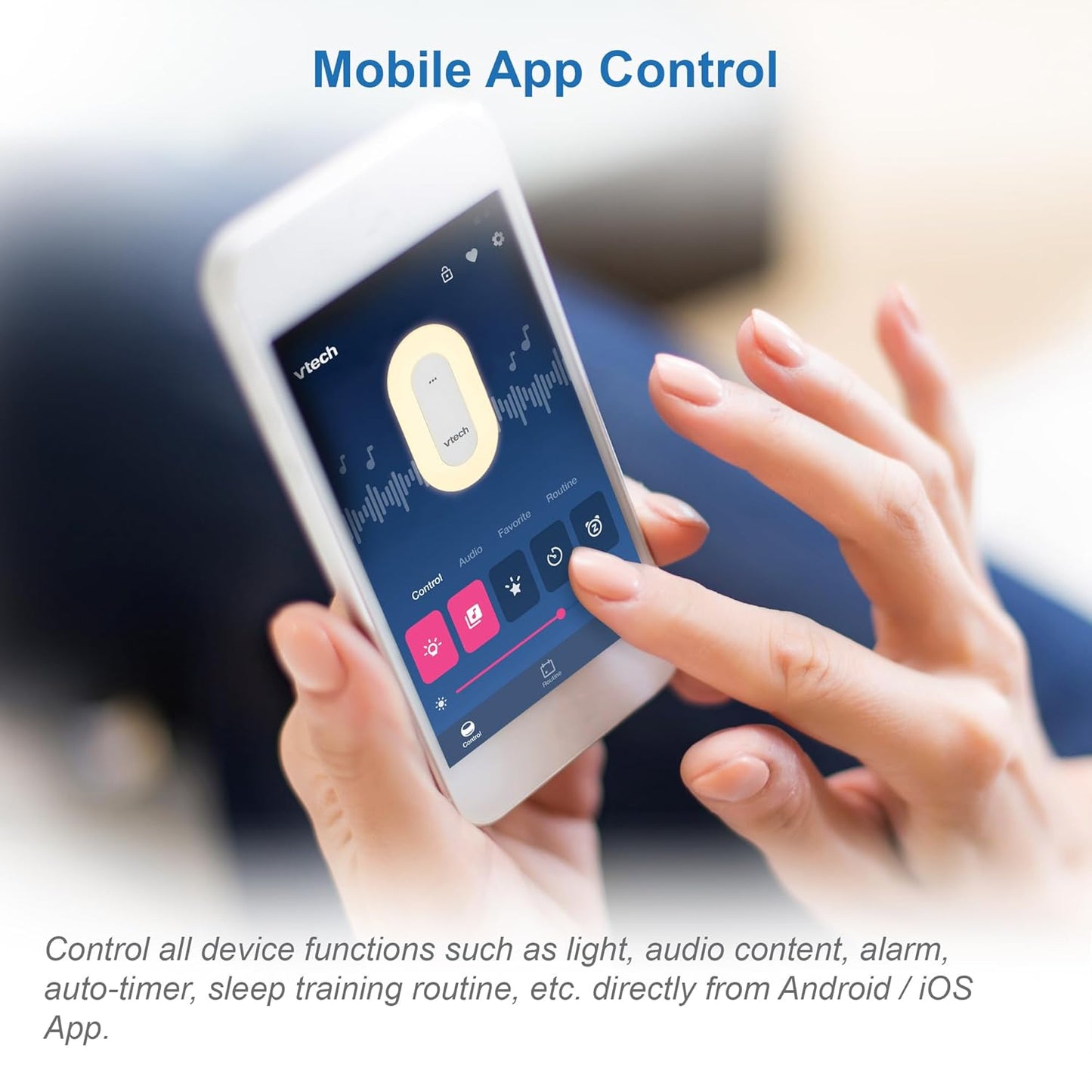 VTech BC8113 V-Hush Plug Sleep Training Soother with 40 Stories/Songs/Sounds & Record Your own Voice. Bluetooth Speaker, 250+ Multi-Color Night Light, No Batteries & No Cords Required