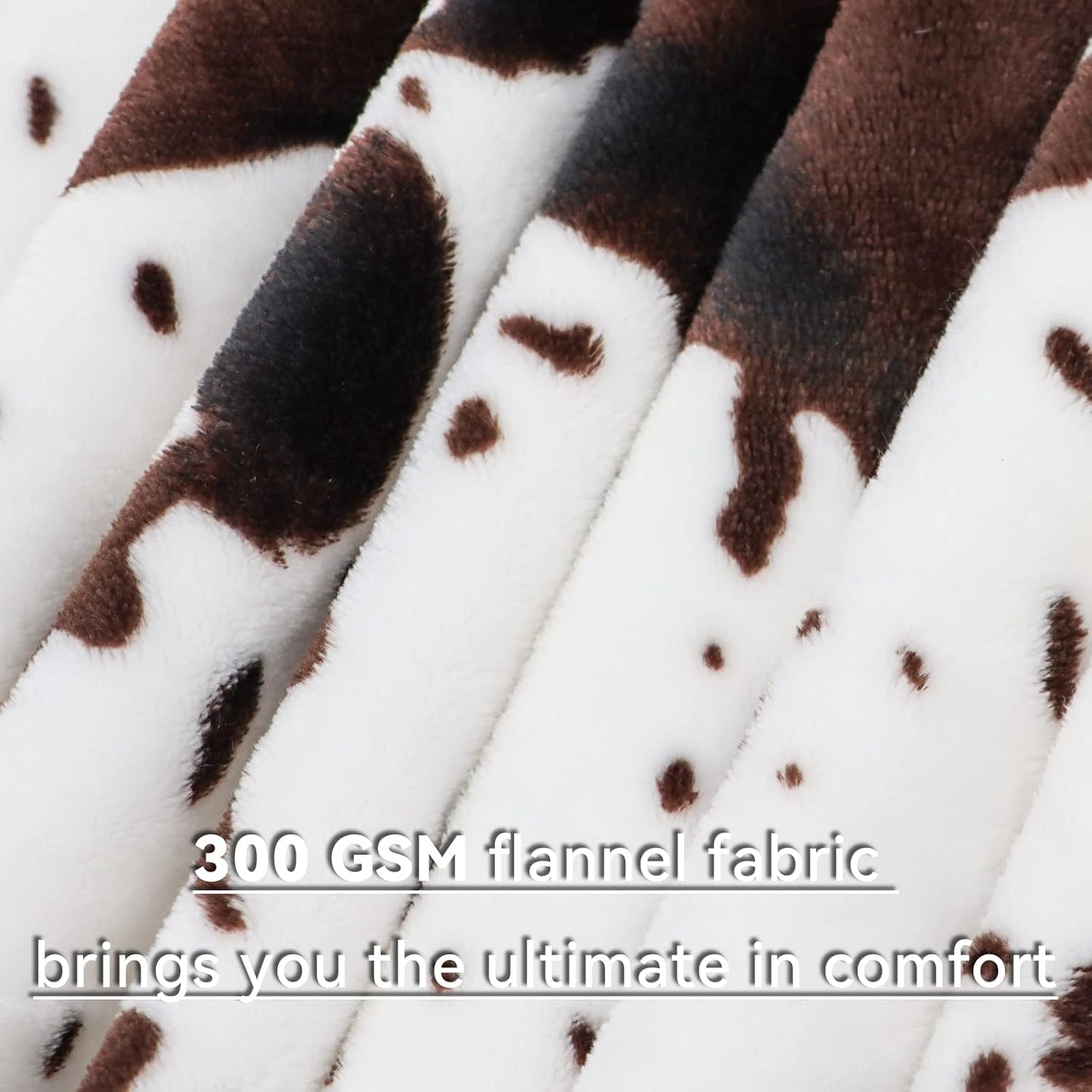 Cow Print Blanket Lightweight Ultra Soft Plush Fleece Throw - Cozy Warm Farmhouse Decor, Brown & White Fuzzy Blanket for All Seasons, Birthday Gifts for Teenage Girls Boys Women 50x60 Inch